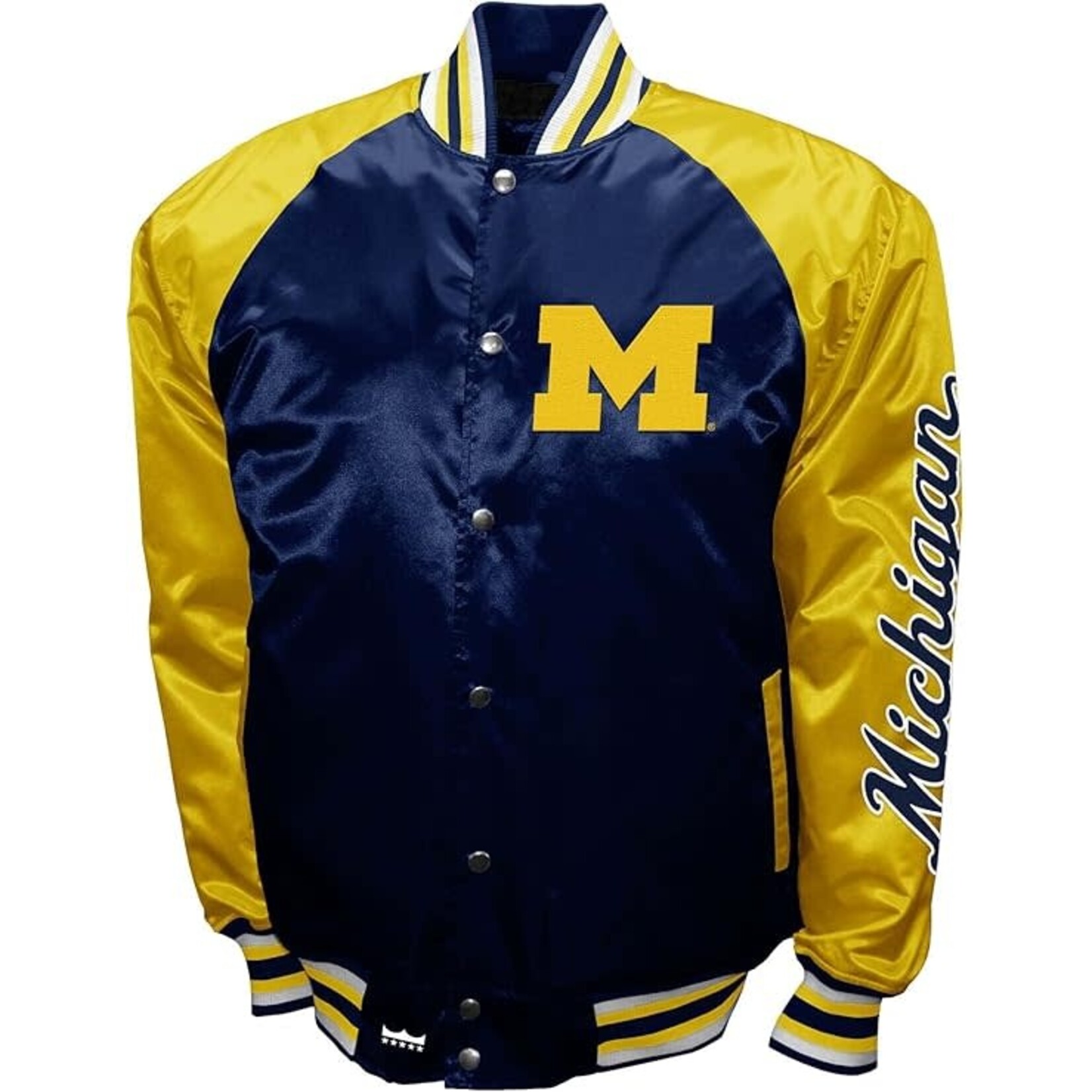 Franchise Club – University of Michigan The Game Satin Full-Snap Jacket – Navy