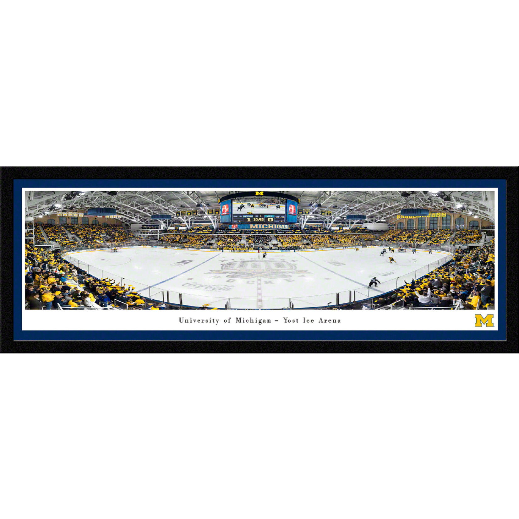 Blakeway Panoramas University of Michigan Hockey 100th Anniversary Framed Jersey – Black Frame