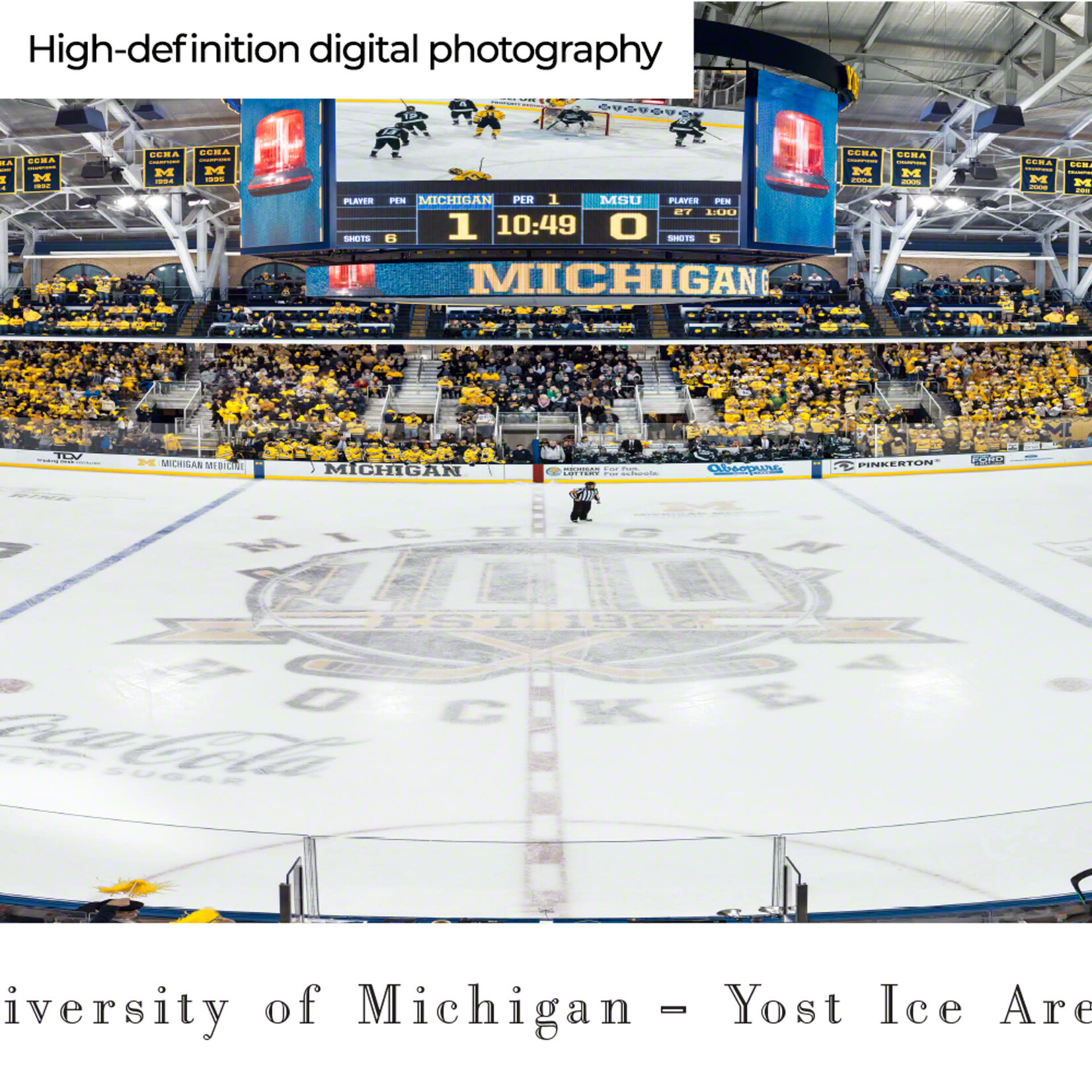 Blakeway Panoramas University of Michigan Hockey 100th Anniversary Framed Jersey – Black Frame