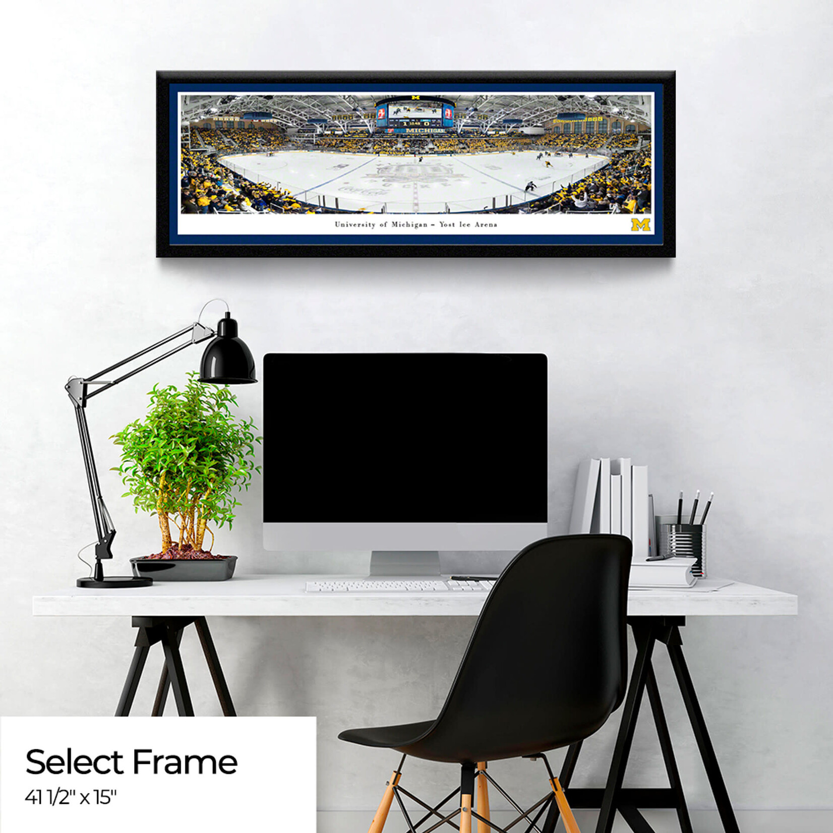 Blakeway Panoramas University of Michigan Hockey 100th Anniversary Framed Jersey – Black Frame