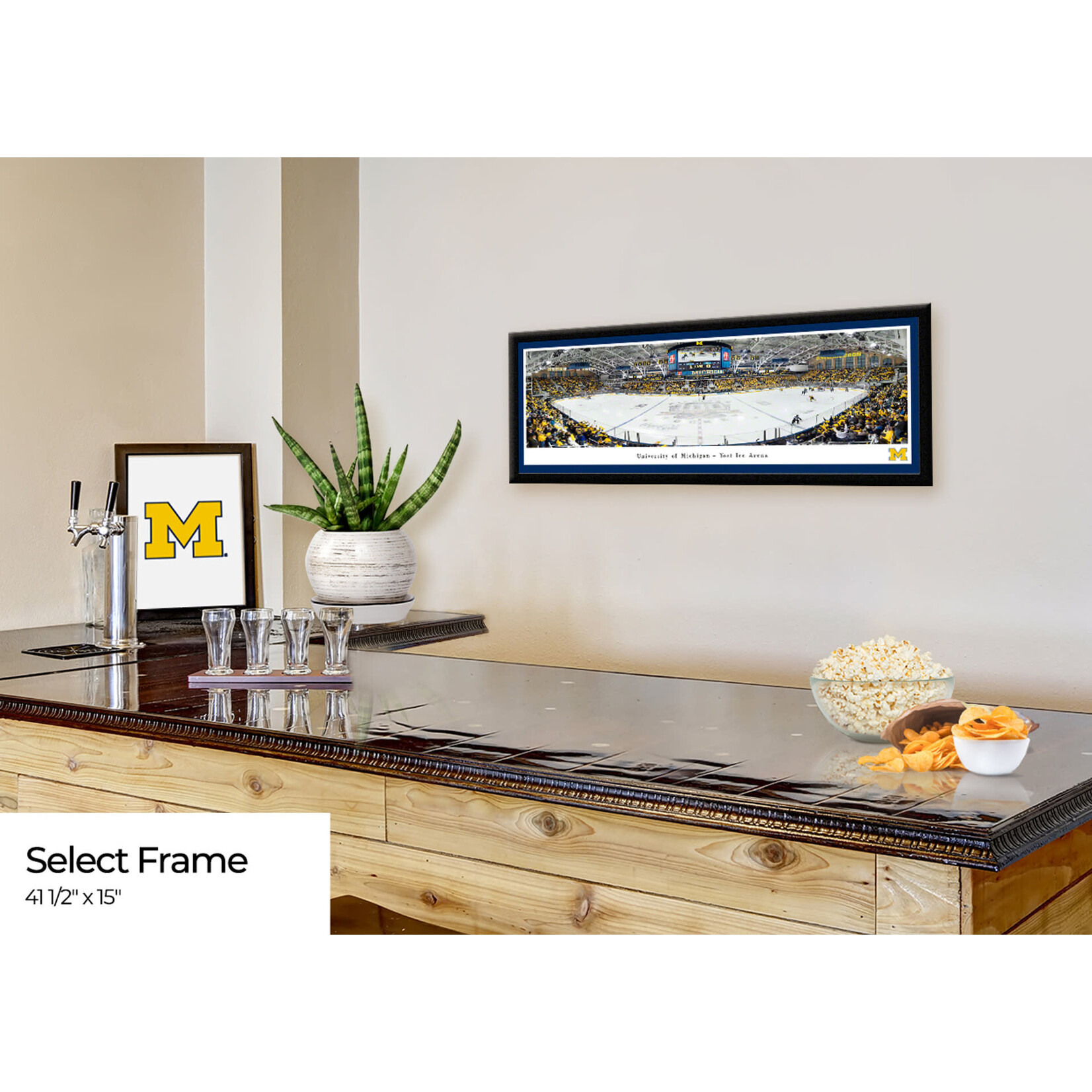 Blakeway Panoramas University of Michigan Hockey 100th Anniversary Framed Jersey – Black Frame
