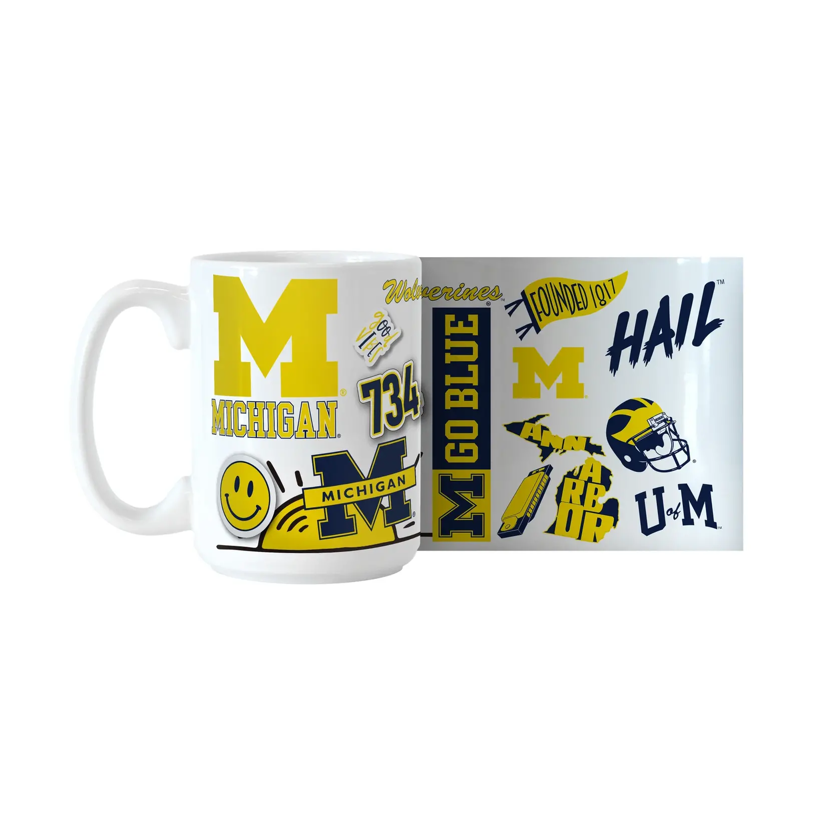 Logo Brands University of Michigan 15oz Native Sublimated Ceramic Mug