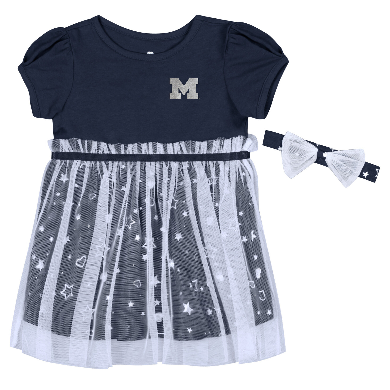 Colosseum Athletics University of Michigan Infant Girls' Star League Dress (White/Navy)
