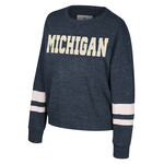 Colosseum Athletics Michigan Wolverines Women's Lost City Speckle Crew Neck Fleece