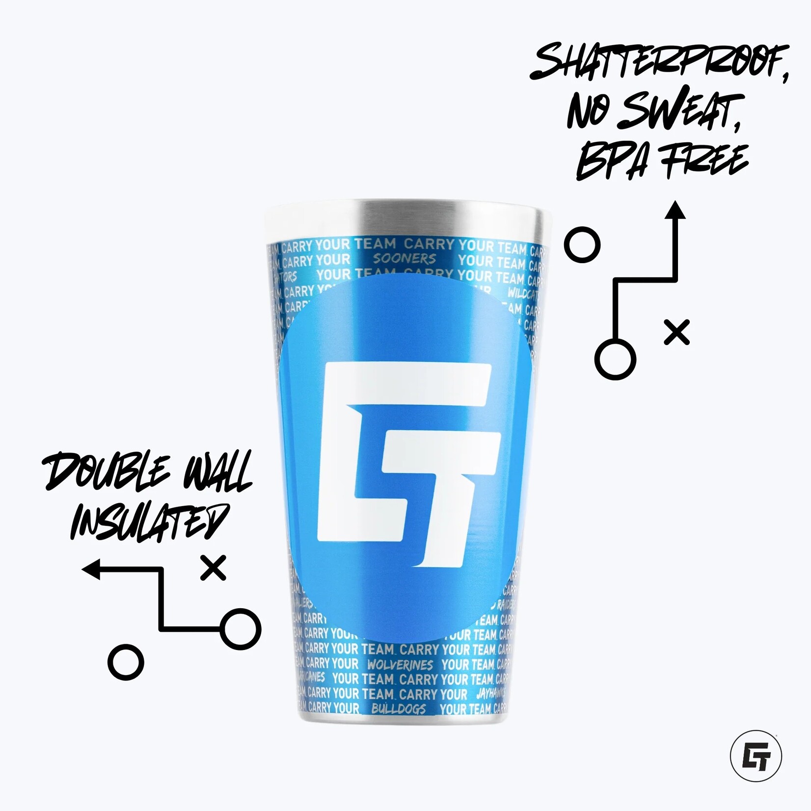 Gametime Sidekicks UMI-DW-PT Pint Glass 16oz Stainless