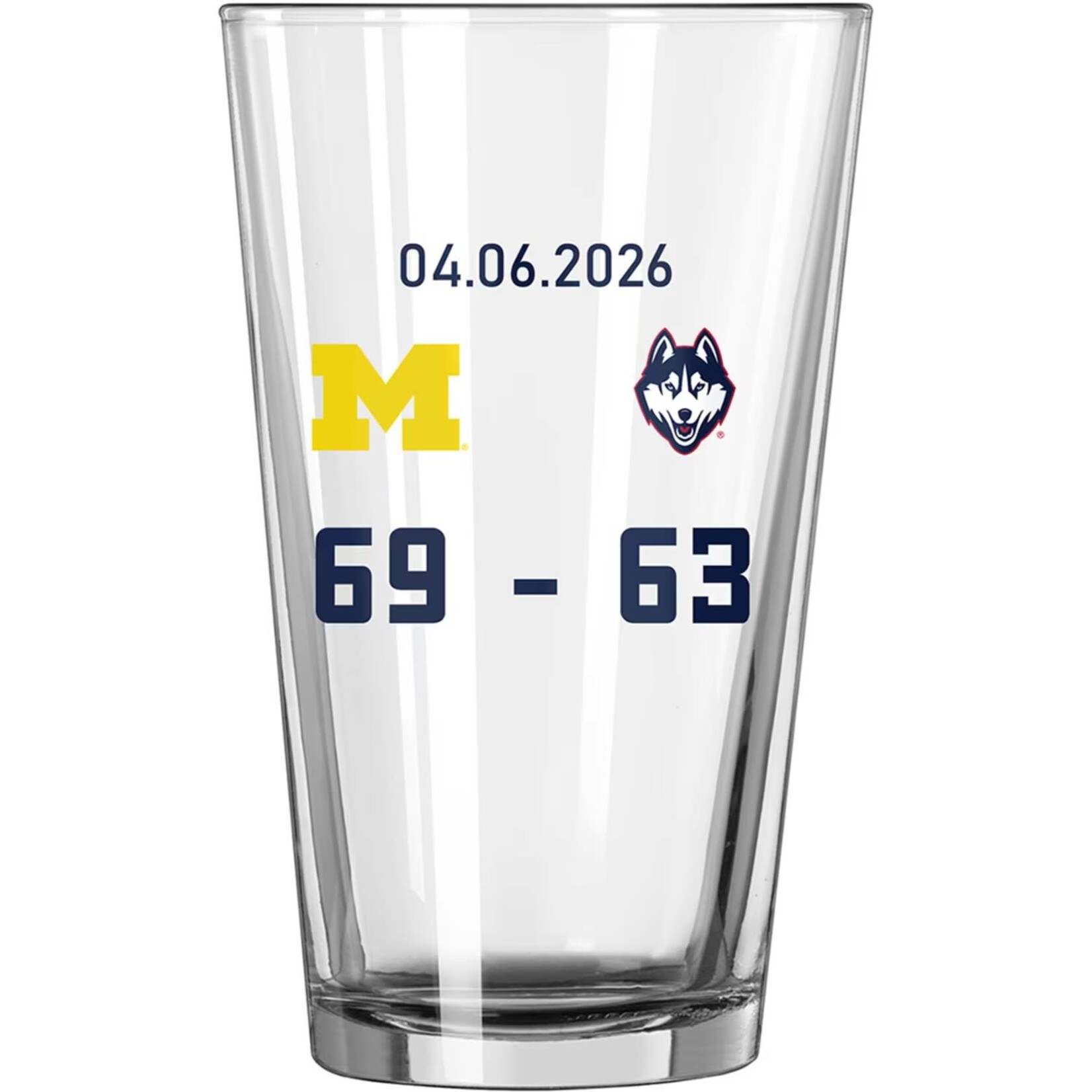 Logo Brands Michigan Wolverines Championship 16oz Pint Glass – Final Score