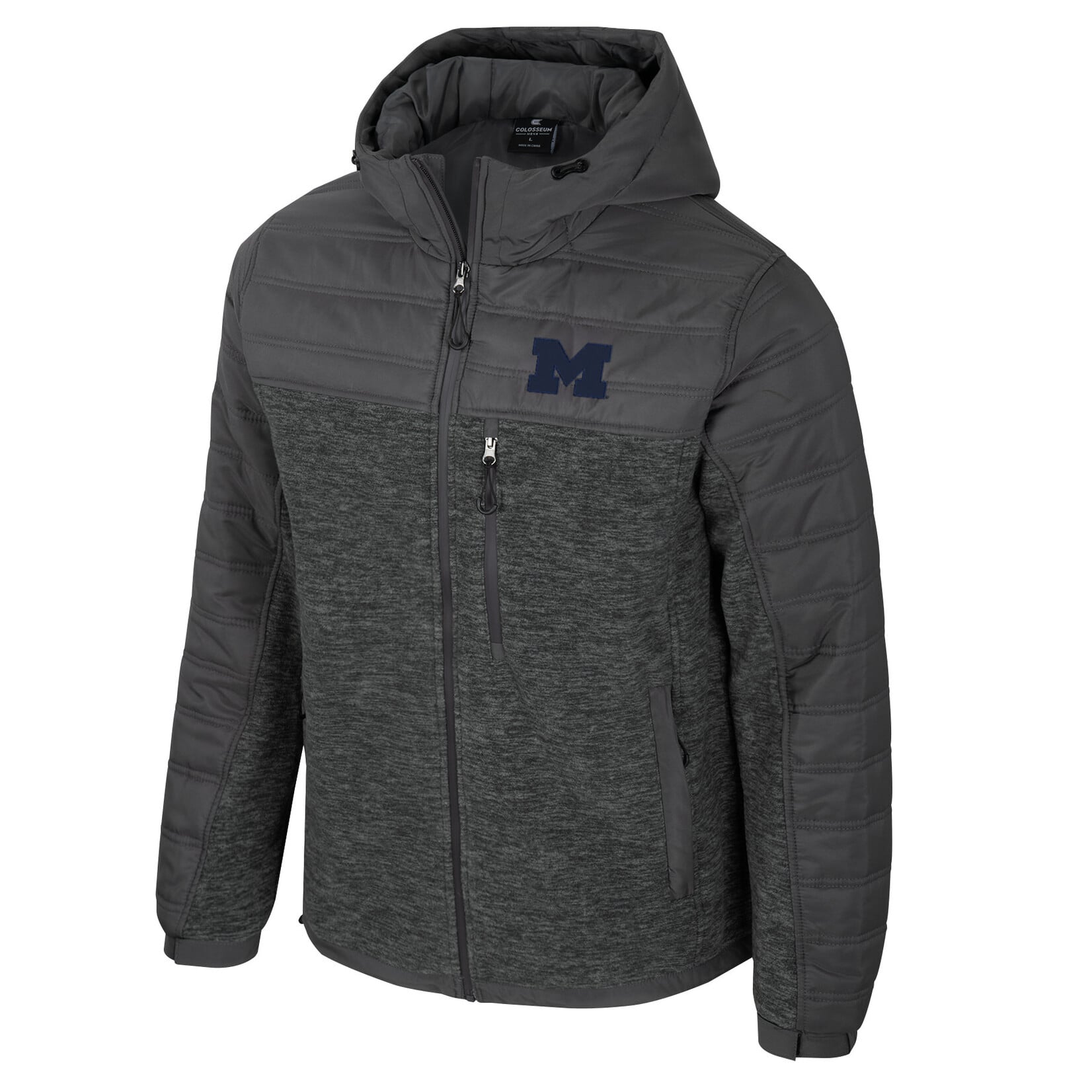 Colosseum Athletics Michigan Wolverines Men's Nightman Full Zip Hooded Puffer Jacket
