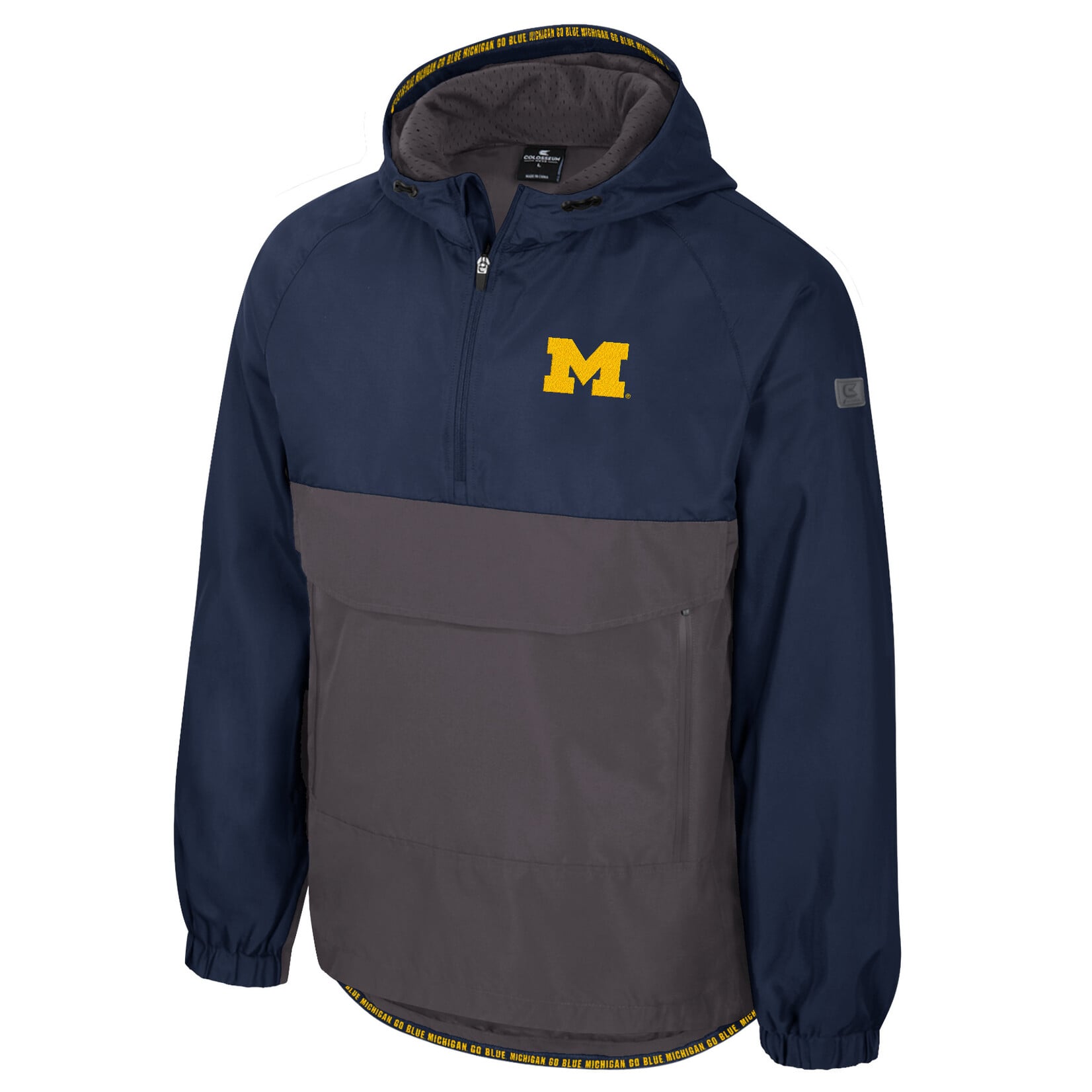 Colosseum Athletics Michigan Wolverines Men's Gives Back Half Zip Anorak Jacket