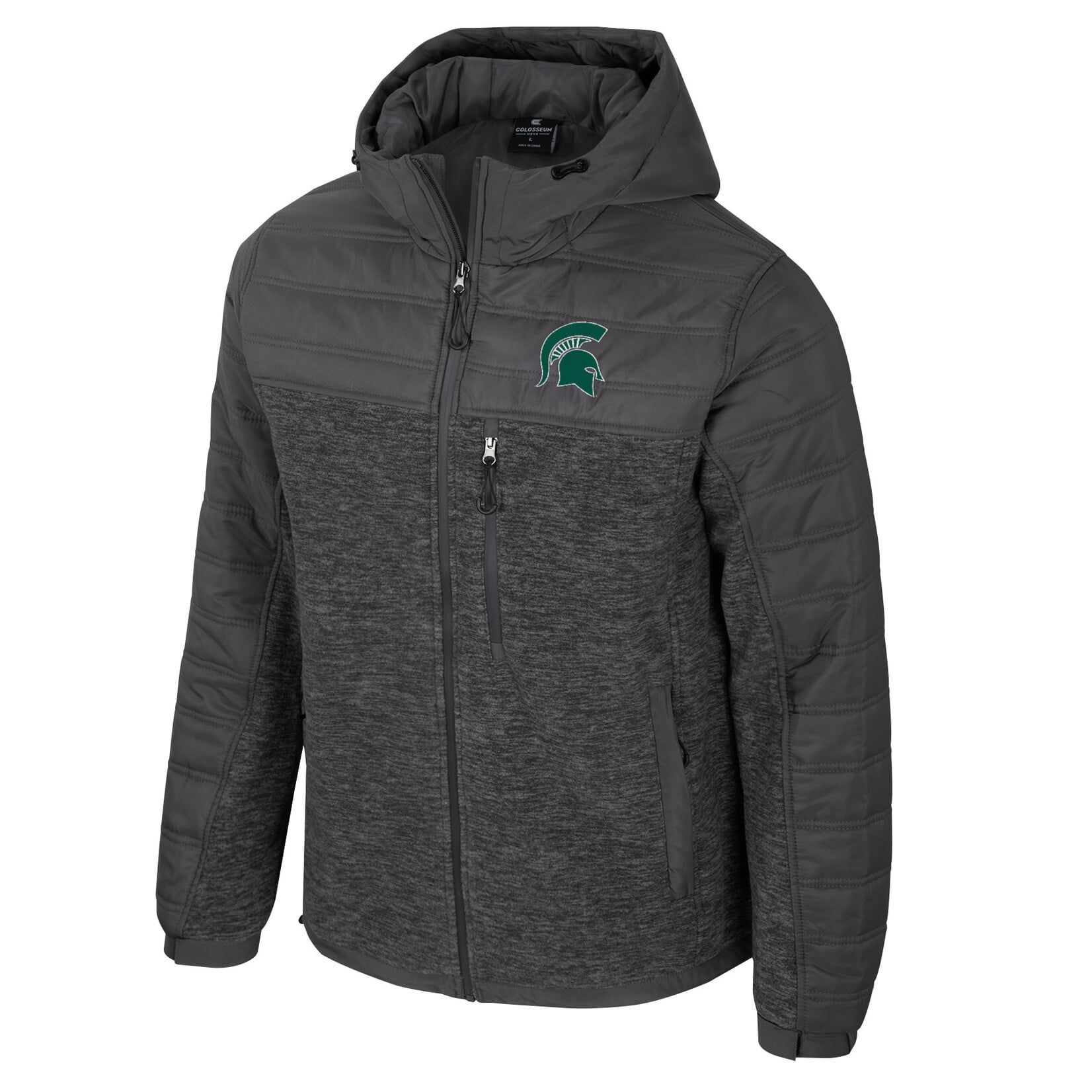 Colosseum Athletics Michigan State Spartans Men's Nightman Full Zip Hooded Puffer Jacket