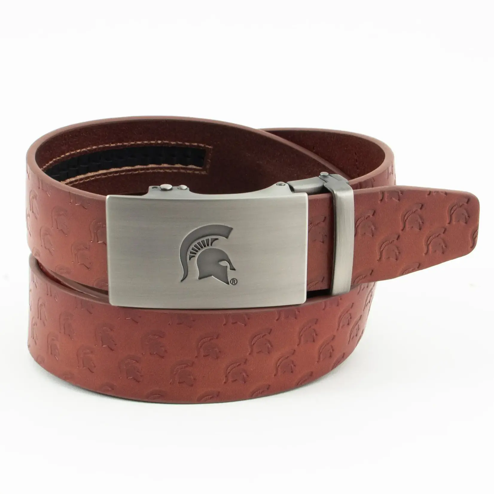 Eagles Wings Michigan State Spartans Genuine Leather Ratchet Belt - Brown