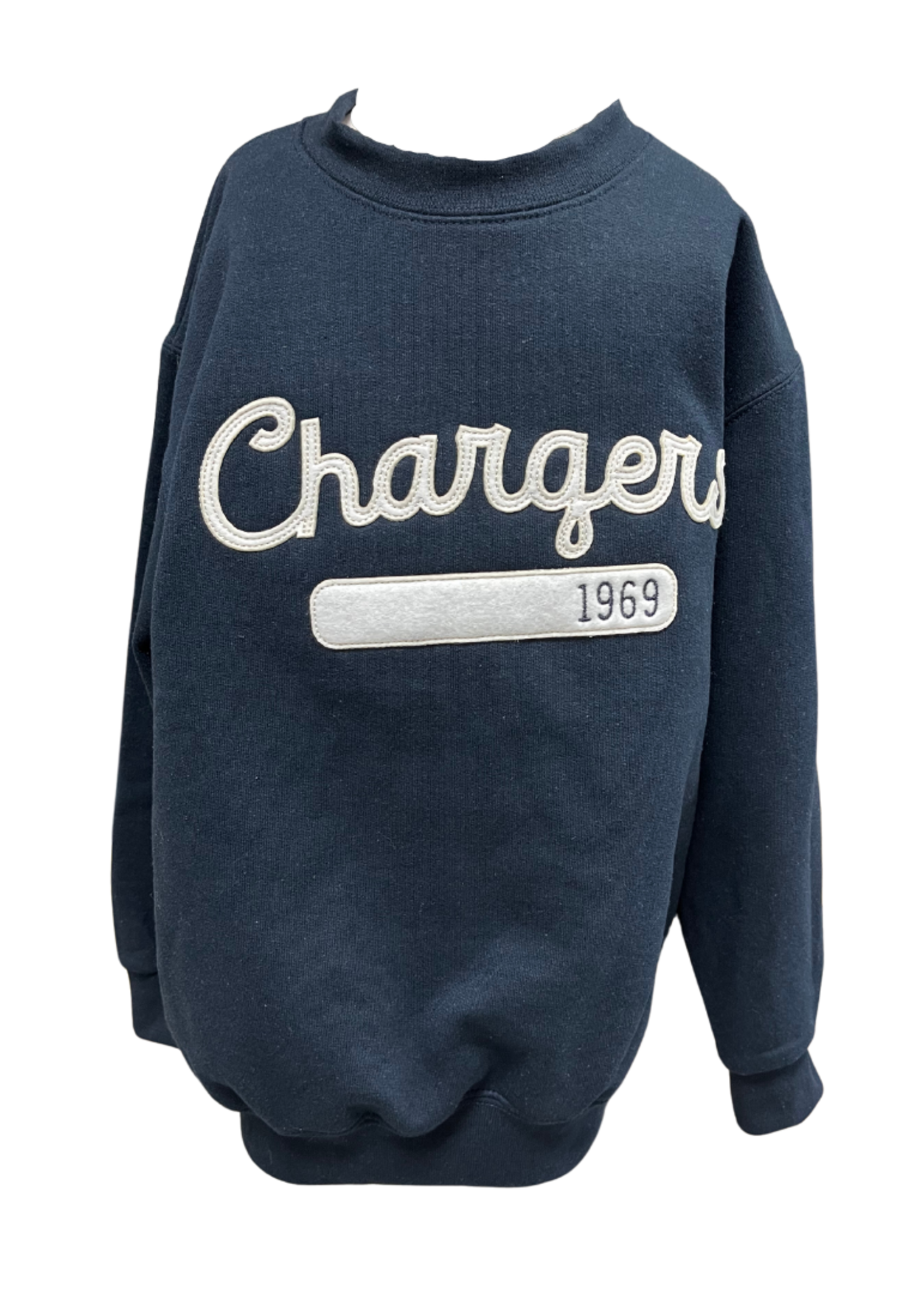 Champion Youth  Fleece Crew Script Chargers 1969