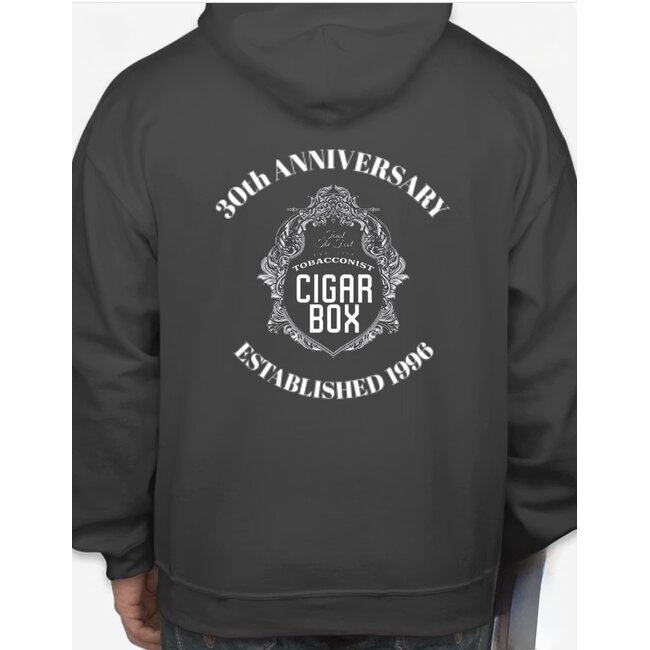 Cigar Box Apparel Dark Grey "30th Anniversary" Hooded Sweatshirt Preorder