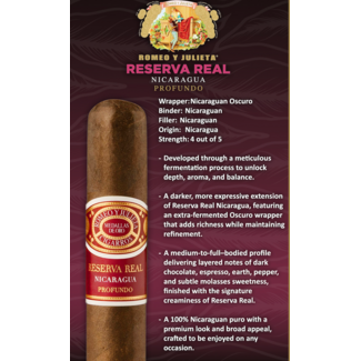 Romeo Y Julieta Reserva Real Nicaragua Profundo Churchill Box of 25