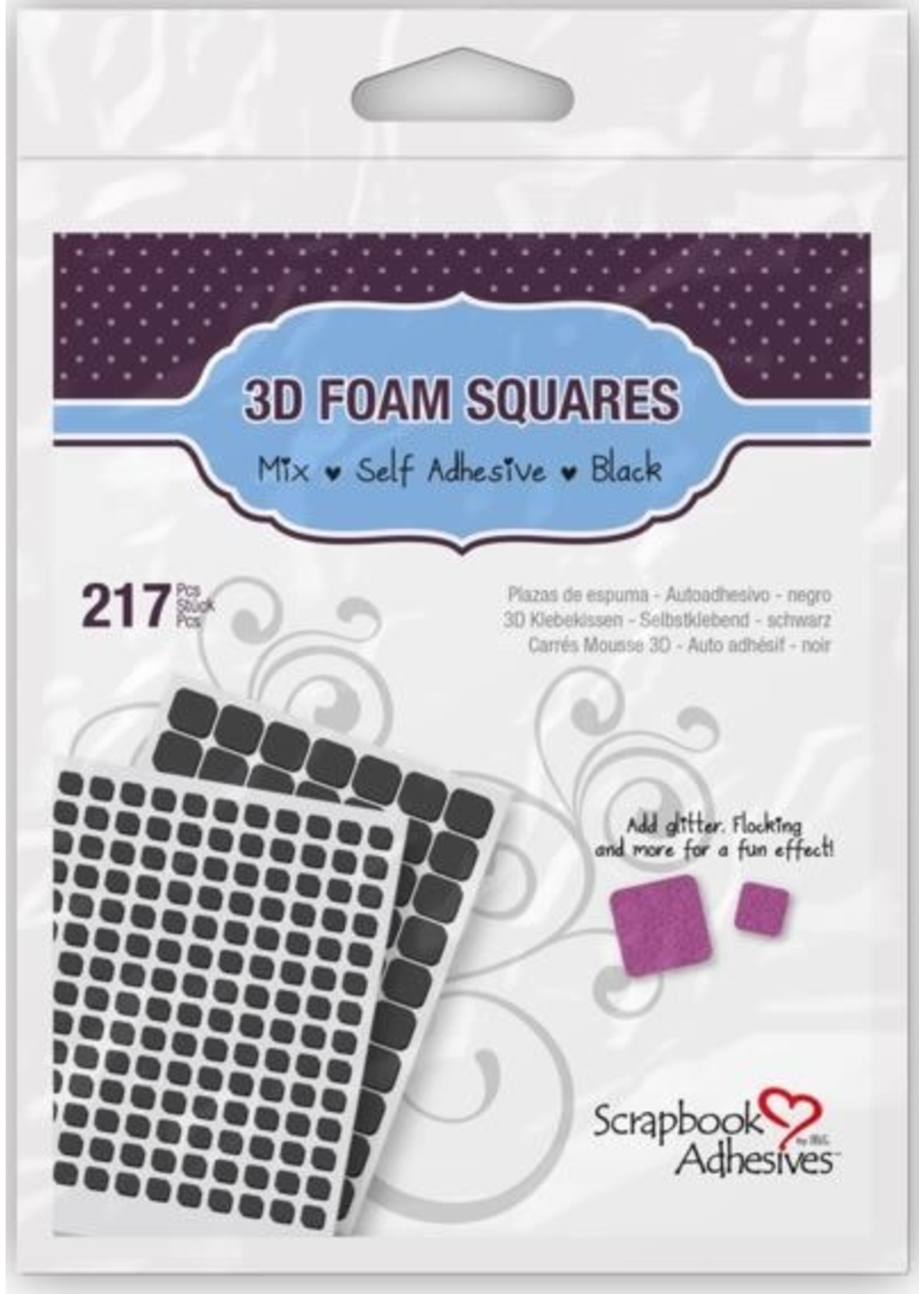 Scrapbook Adhesive SA 3D Foam Squares Regular Mixed, Black