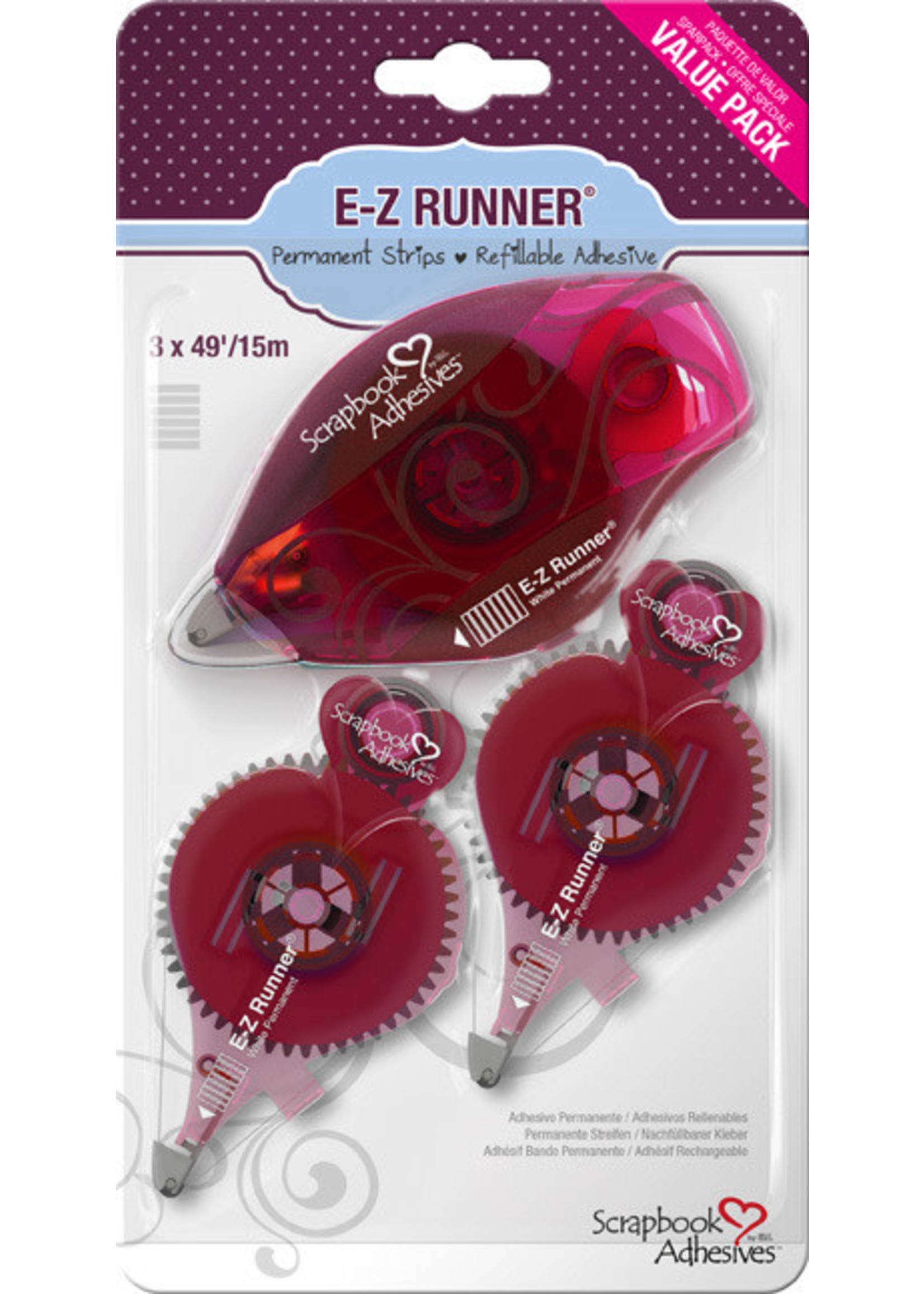 Scrapbook Adhesive SA E-Z Runner Strips, 3 Pack