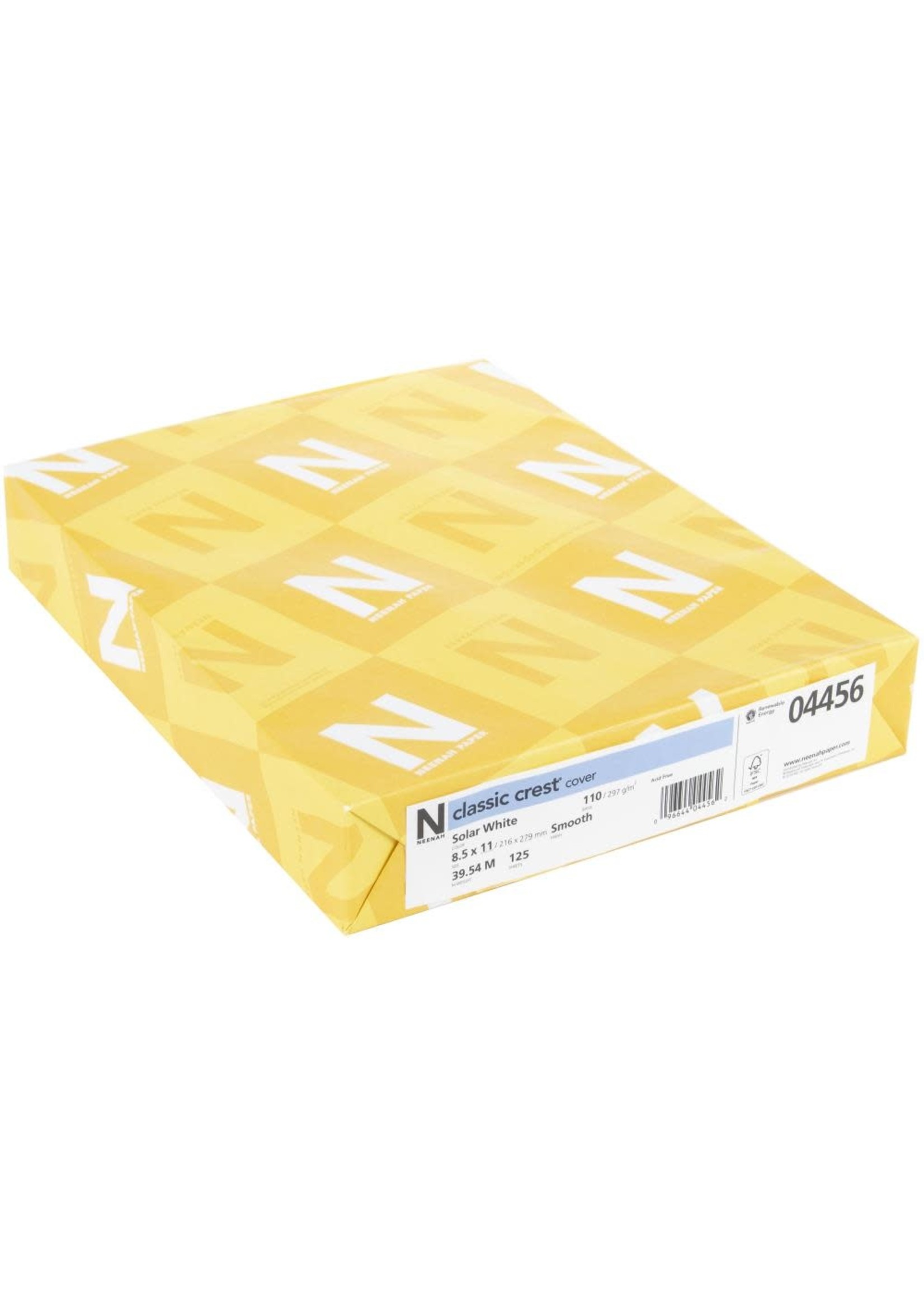 Neenah 110 LB 8.5x11 Card Stock, Solar White (125)