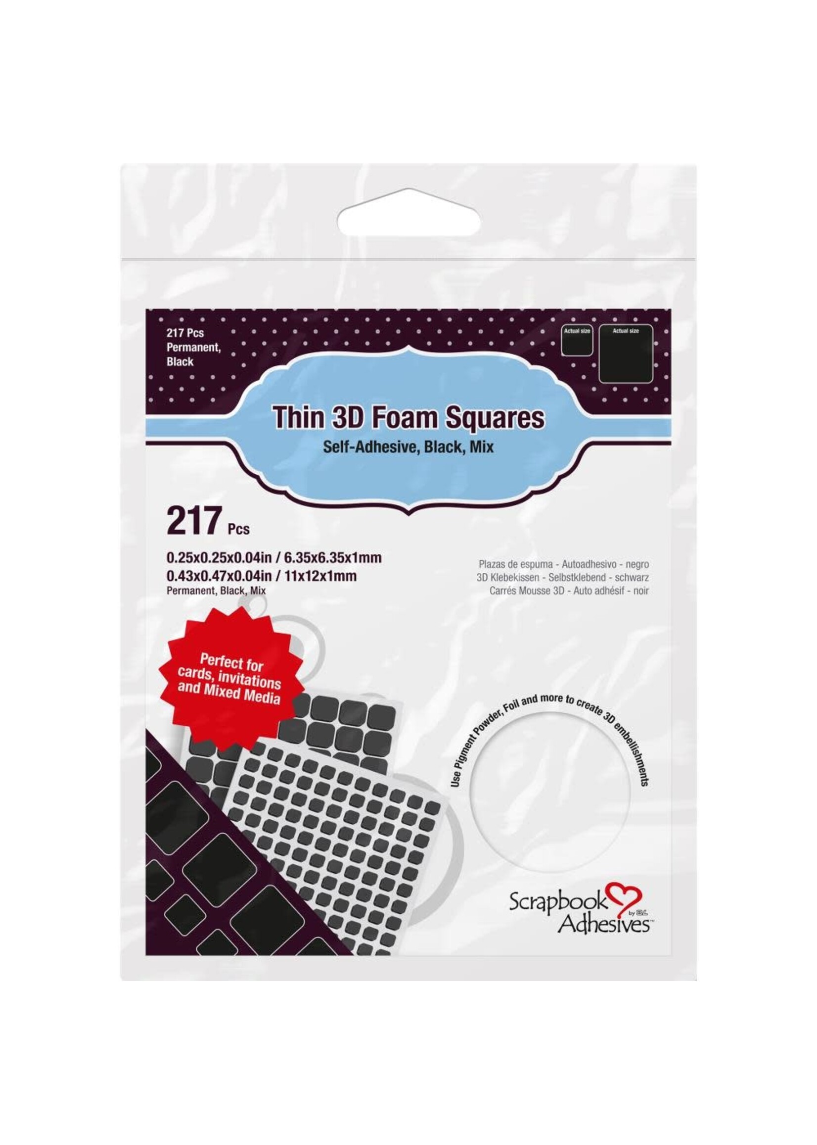Scrapbook Adhesive SA 3D Foam Squares Mix Thin, Black