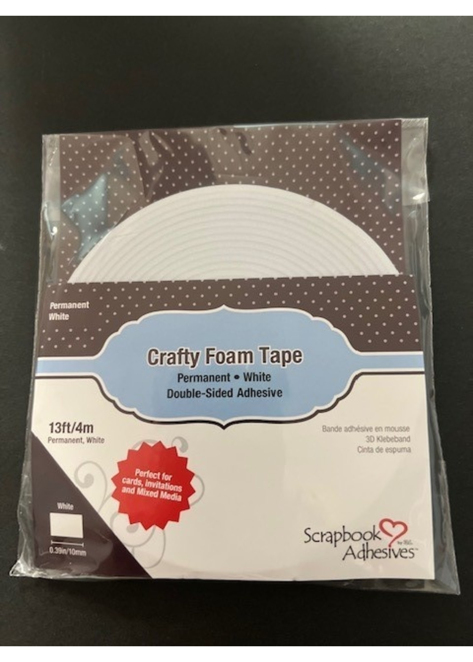 Scrapbook Adhesive SA Crafty Foam Tape White, .375 x 13'