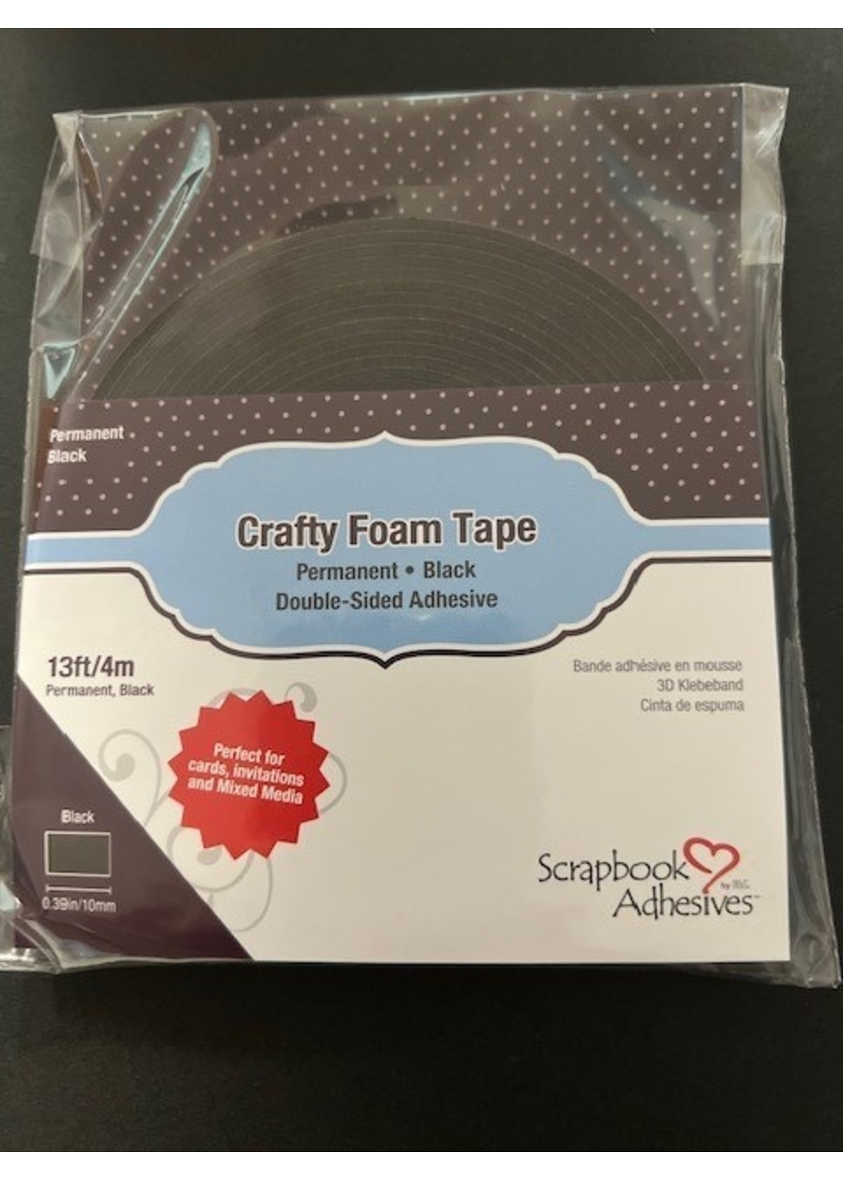 SA Crafty Foam Tape Black, .375 x 13' Memories and More