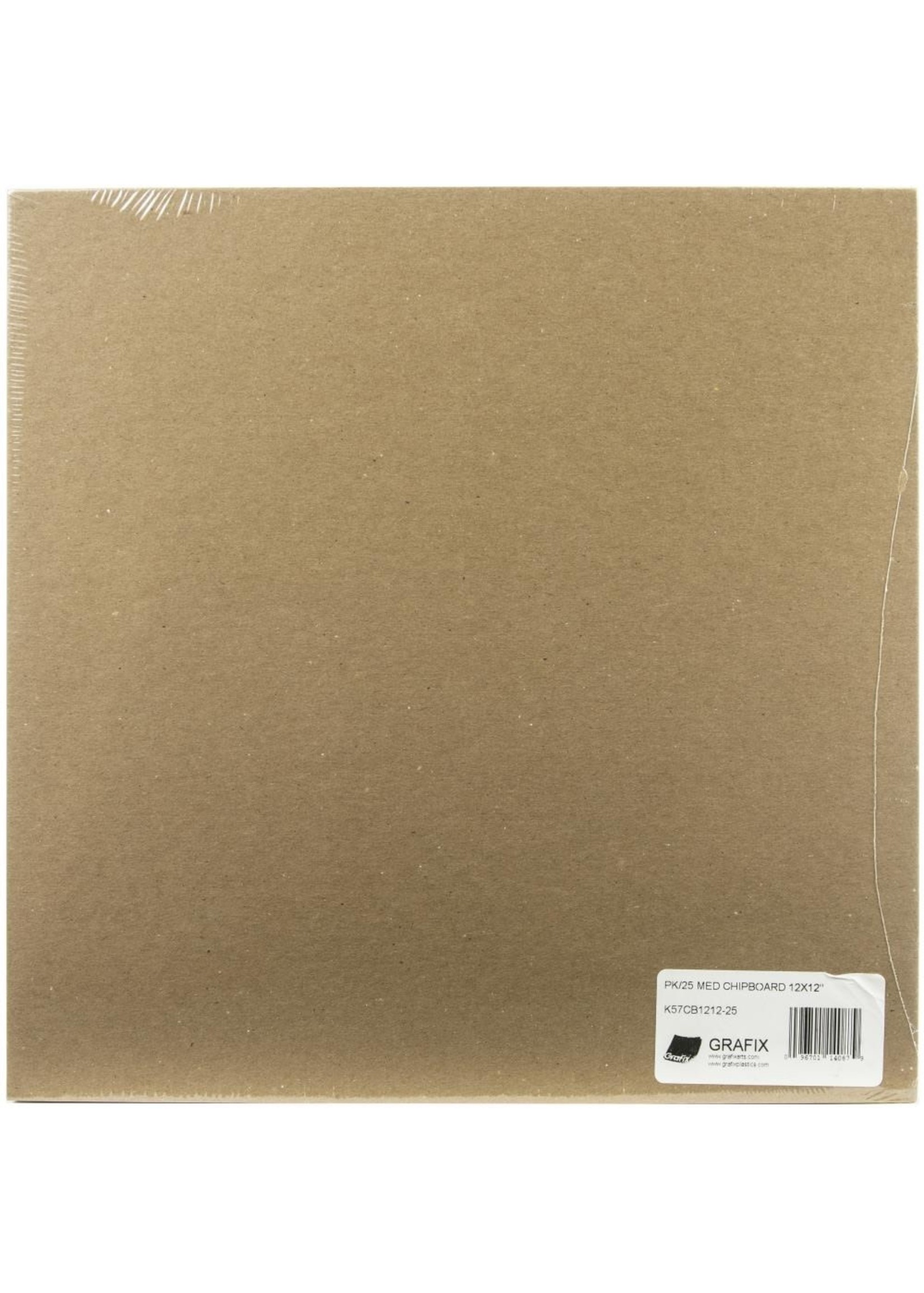 12x12 Grafix Chipboard Medium .057,  Kraft (25)