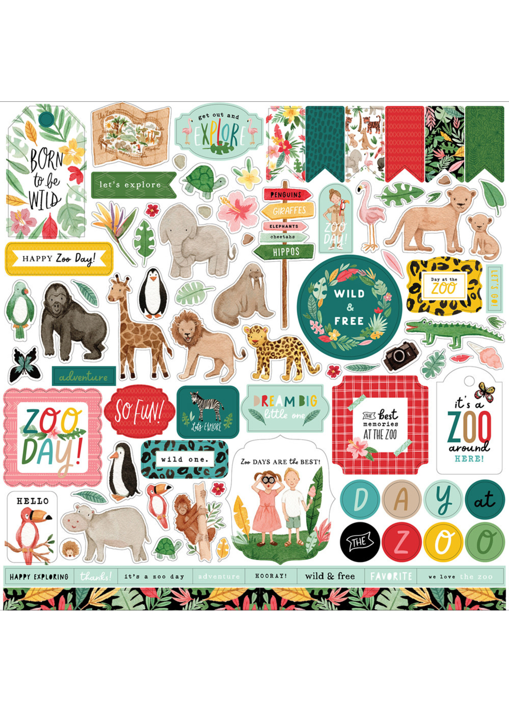 Echo Park Echo Park 12x12 Sticker Sheet, Animal Kingdom