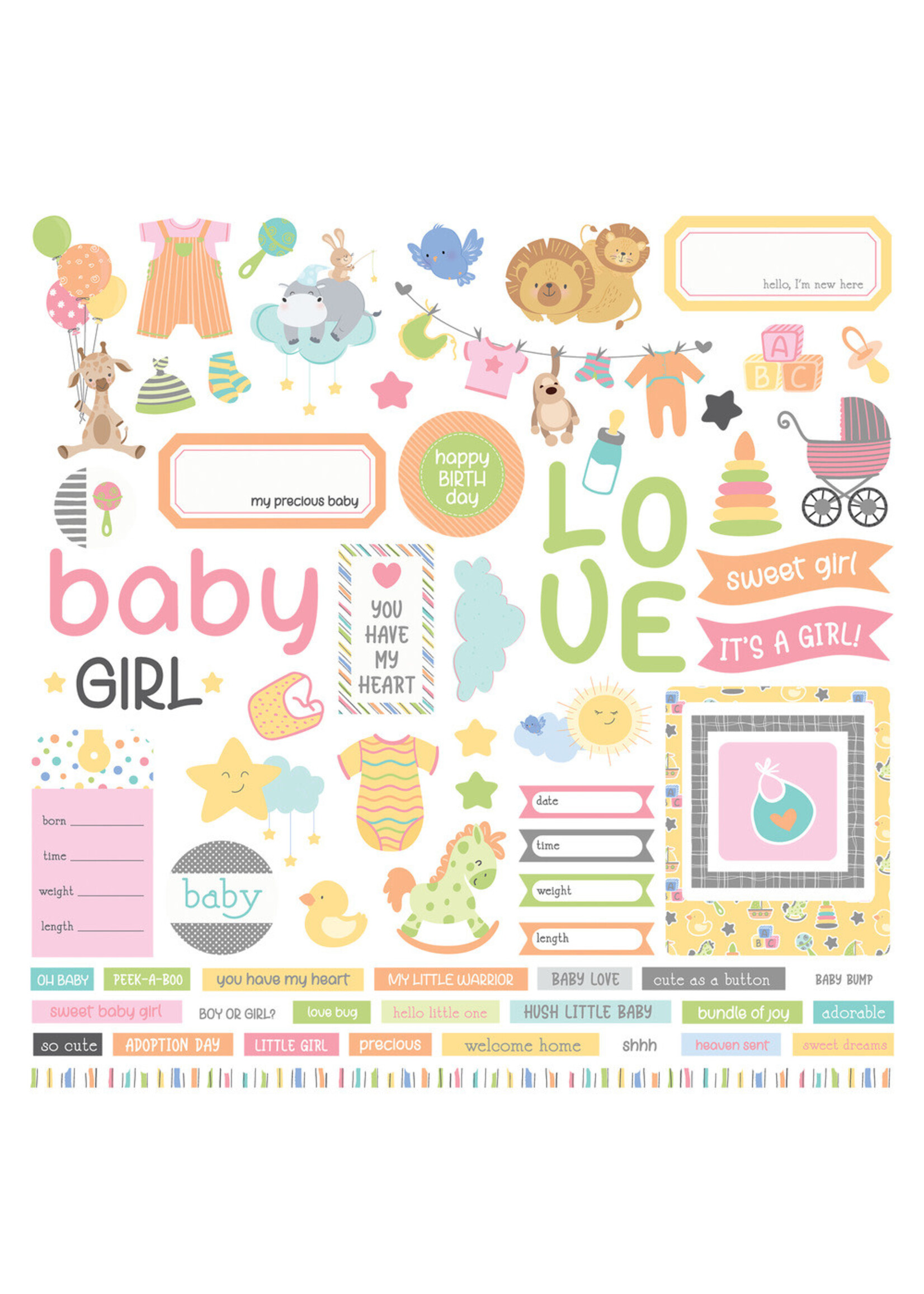 PhotoPlay photoPlay 12x12 Element Stickers, Hush Little Baby Girl