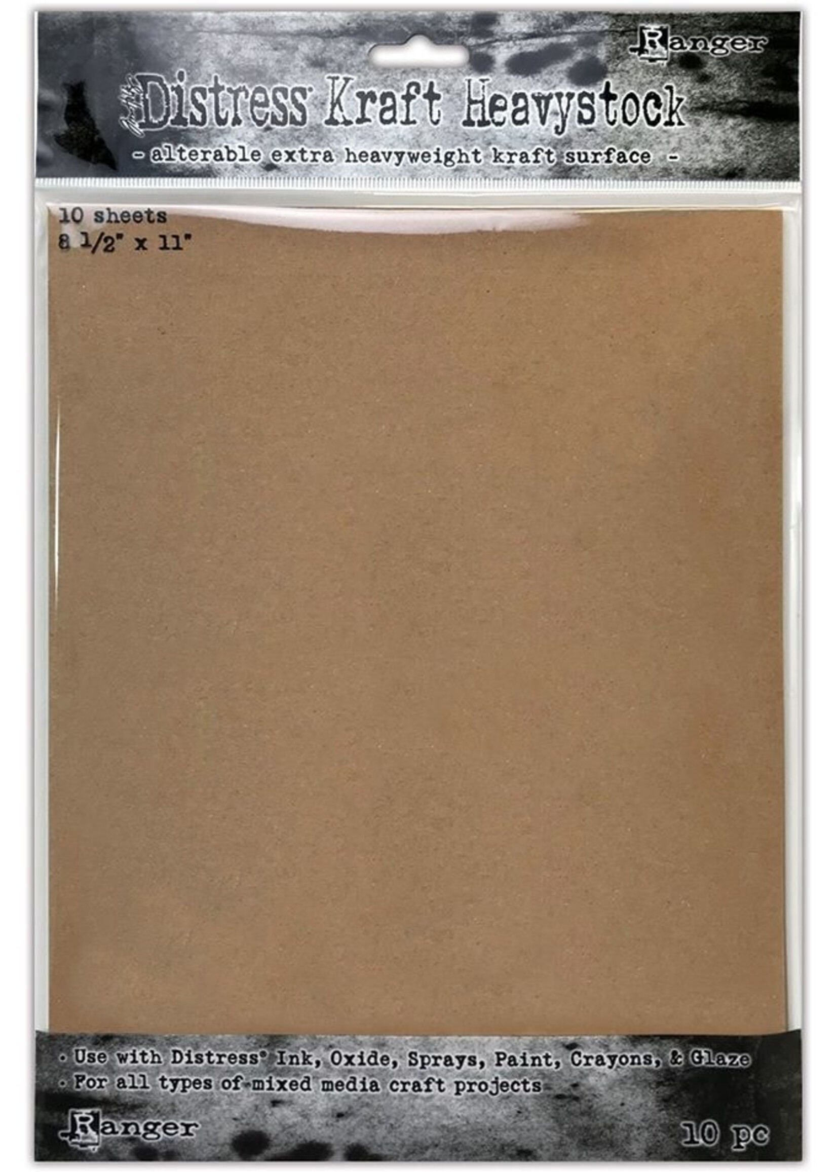 Ranger Tim Holtz Distress 8.5x11 Heavystock, Kraft (10 pcs)