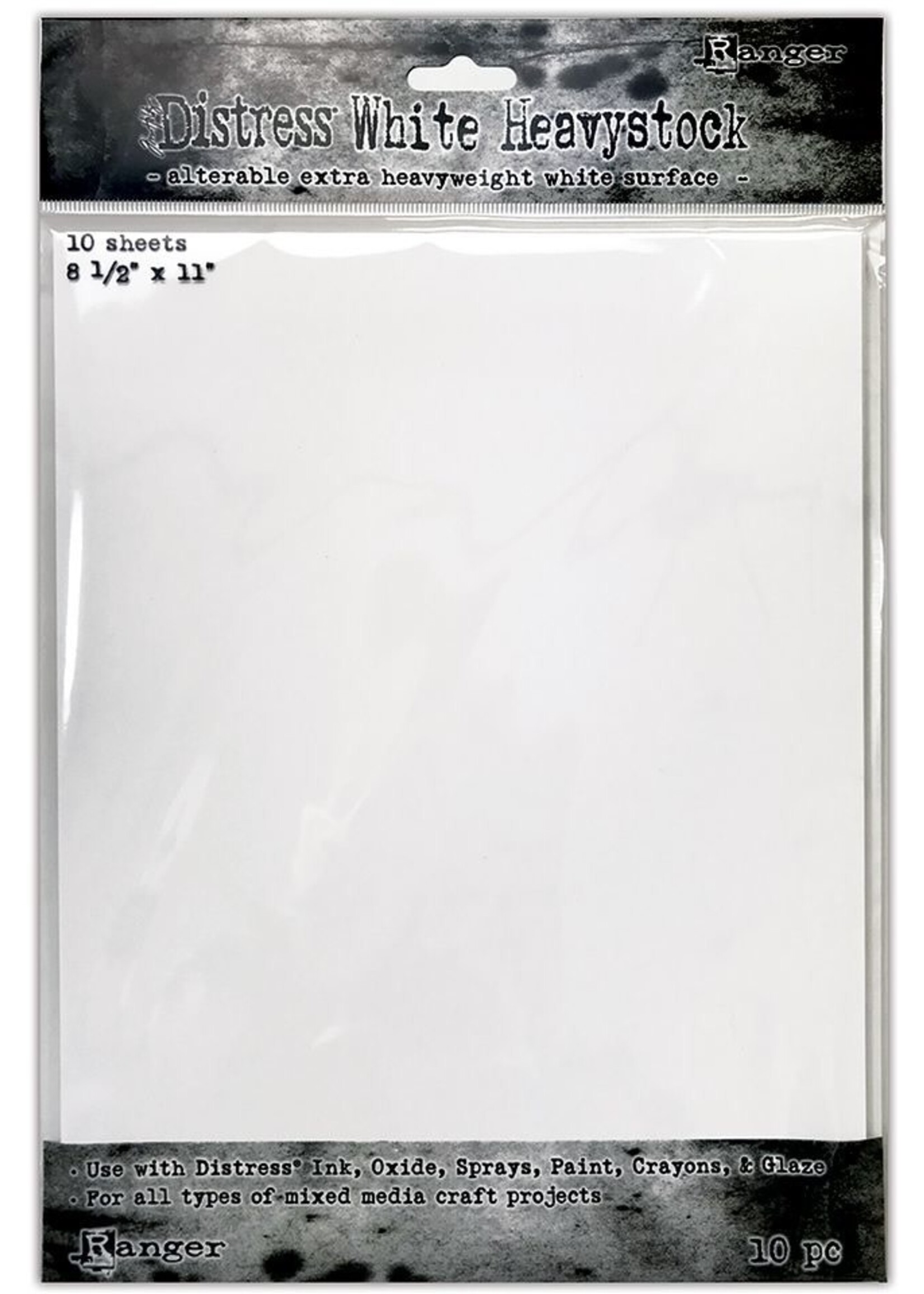 Ranger Tim Holtz Distress 8.5x11 Heavystock, White (10 pcs)