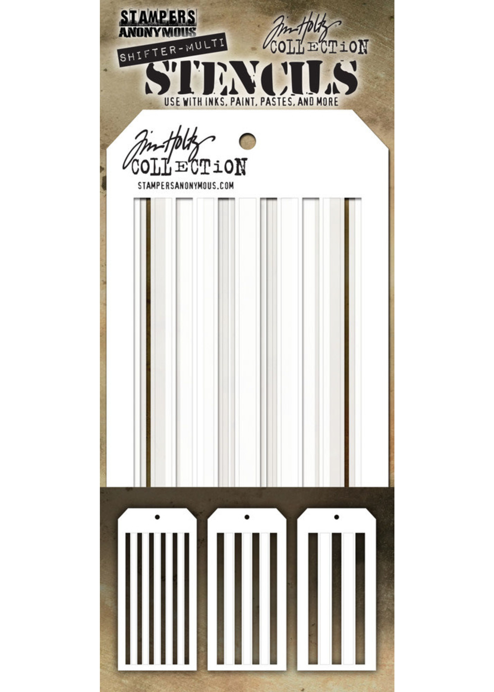 Stampers Anonymous Tim Holtz Shifter-Multi Stencil, THSM03 Stripes