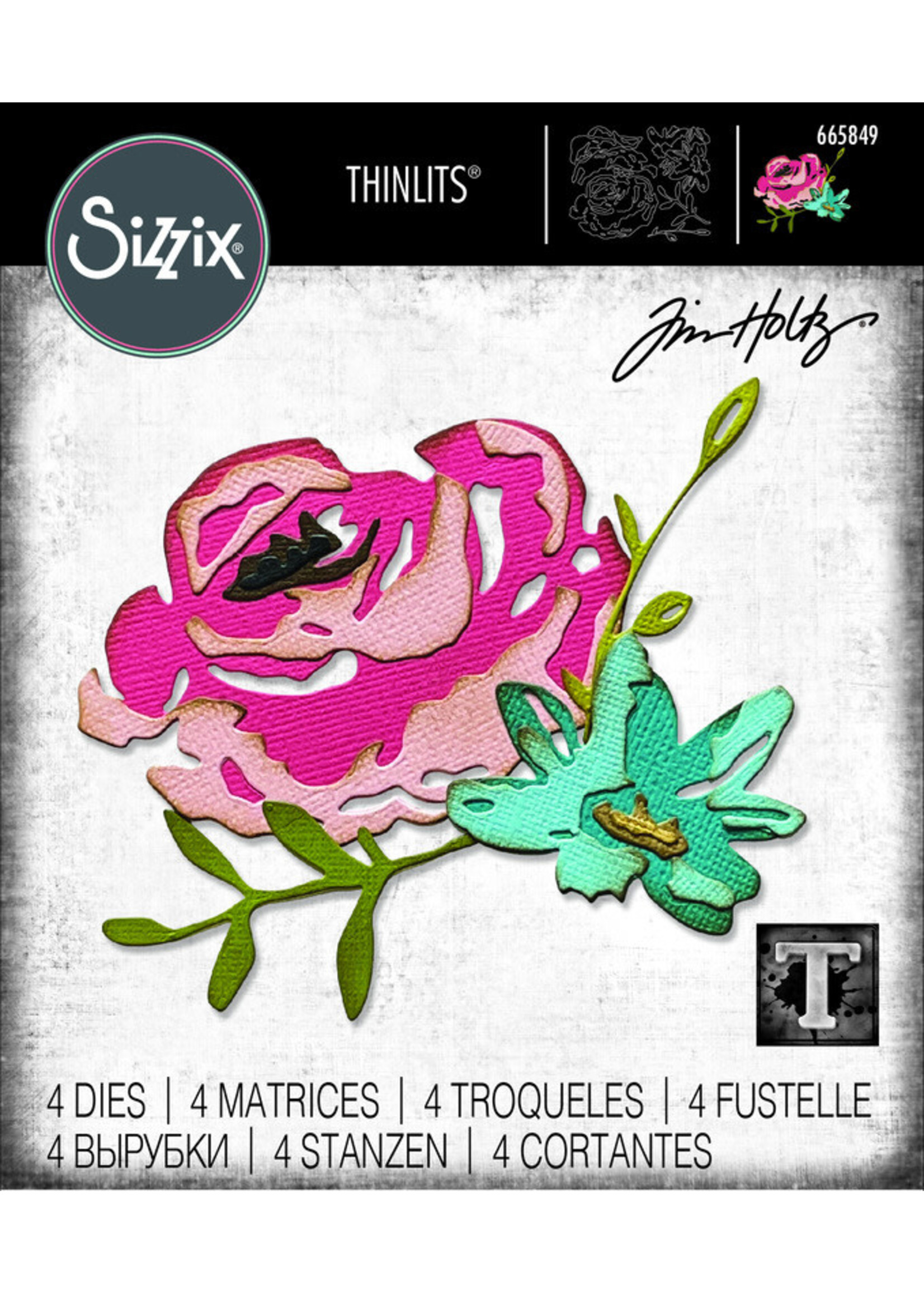 Sizzix Tim Holtz Thinlits, 665849 Brushstroke Flowers #4
