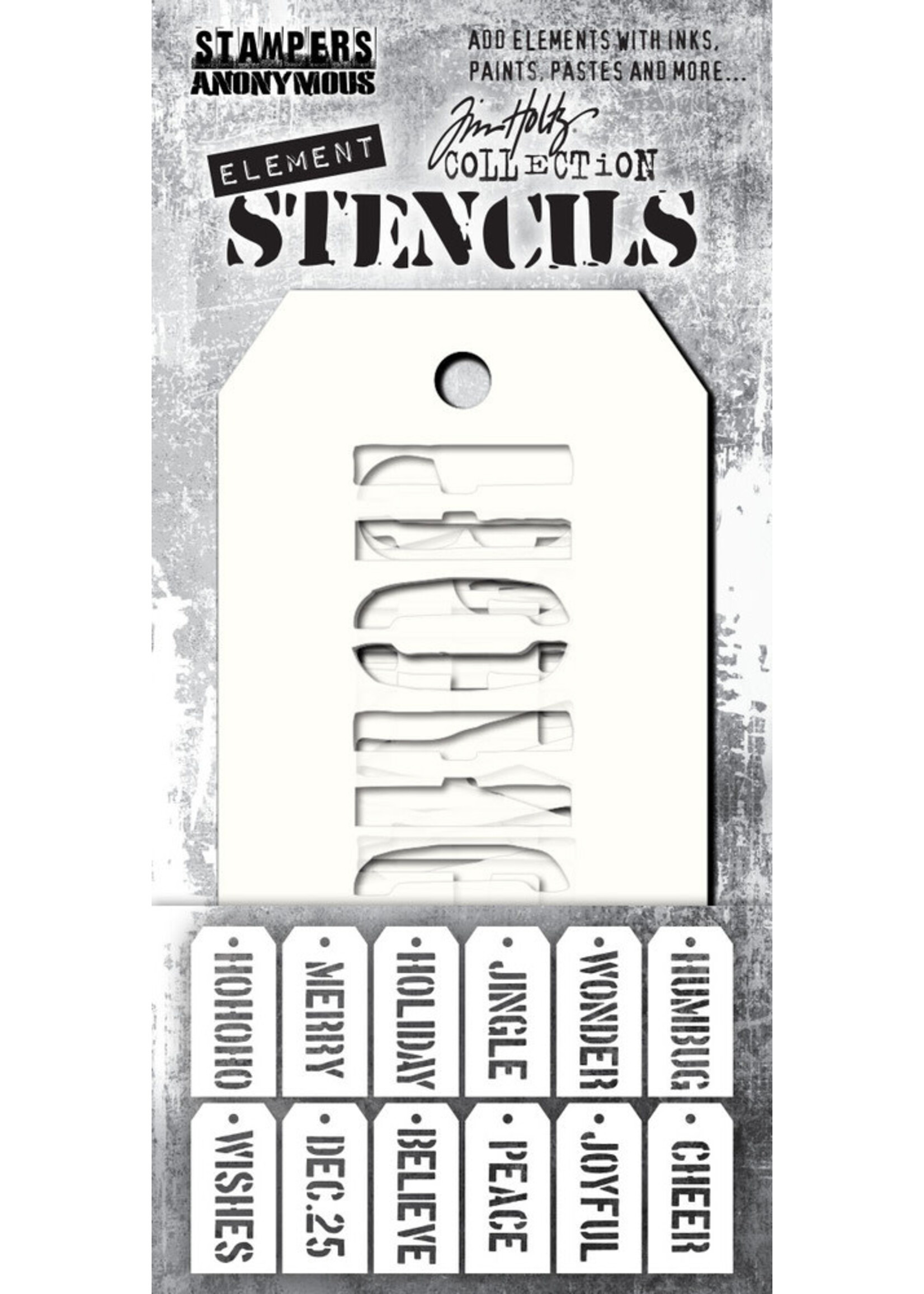 Stampers Anonymous Tim Holtz Element Stencils, THST003 Christmas