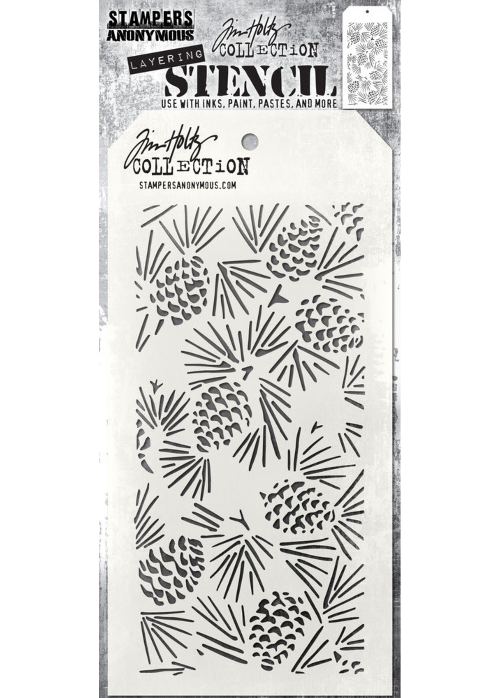 Stampers Anonymous Tim Holtz Layering Stencil, THS164 Pinecones