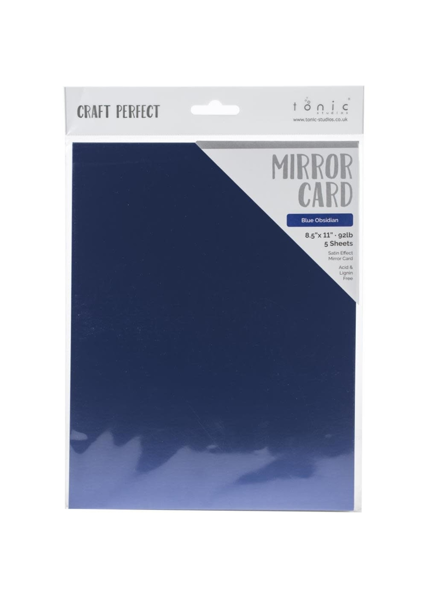 Tonic Studios Craft Perfect Satin Effect Mirror Cardstock 8.5x11, Blue Obsidian (1 sheet)