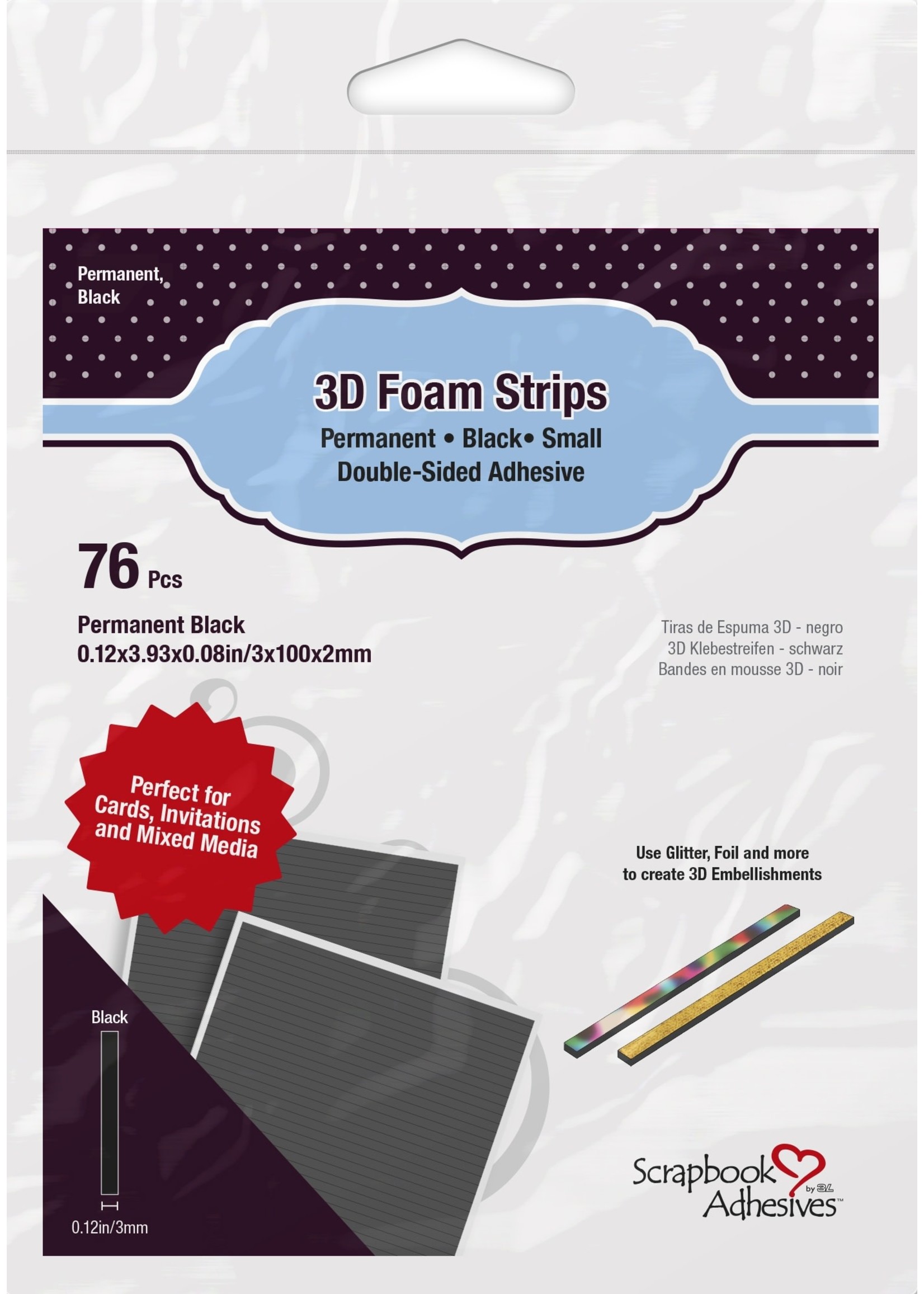 Scrapbook Adhesive SA 3D Foam Strips Black, Small