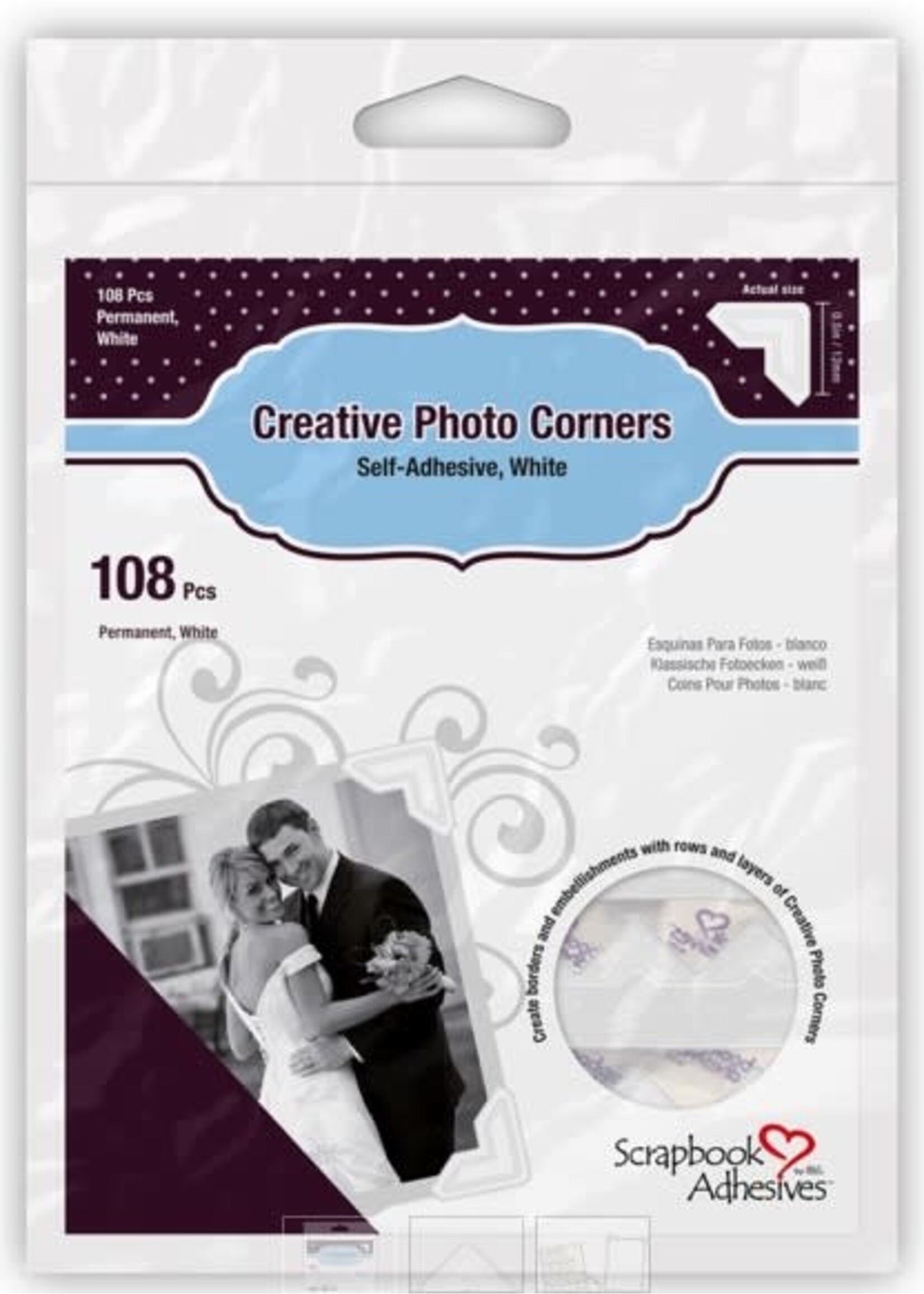Scrapbook Adhesive SA Creative Photo Corners, White [108]