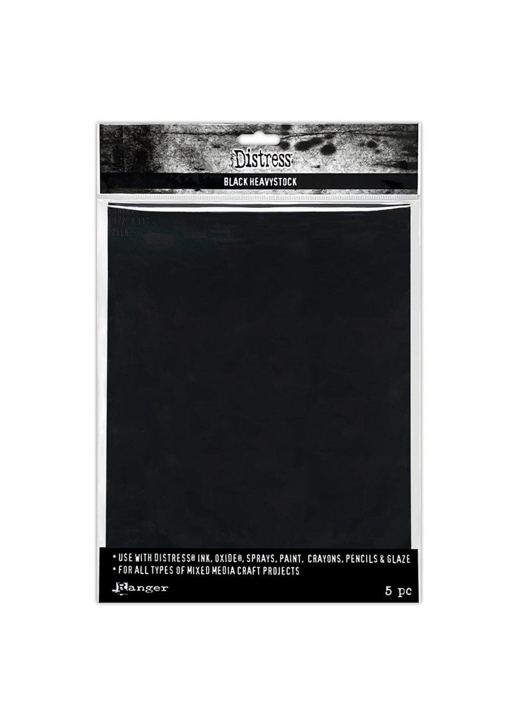 Ranger Tim Holtz Distress 8.5x11 Heavystock, Black (5pcs)