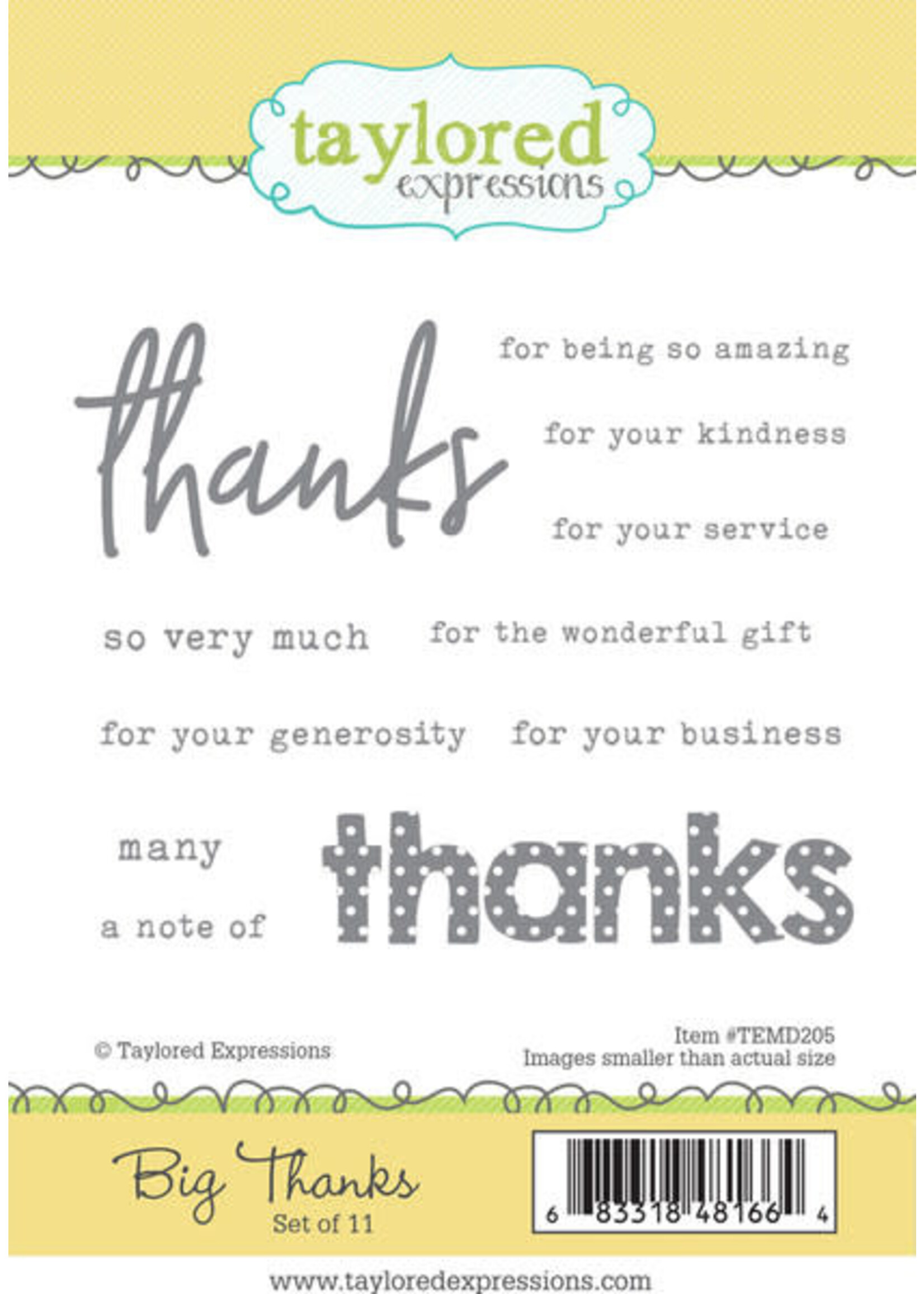 Taylored Expressions Taylored Expressions Cling Stamp, Big Thanks
