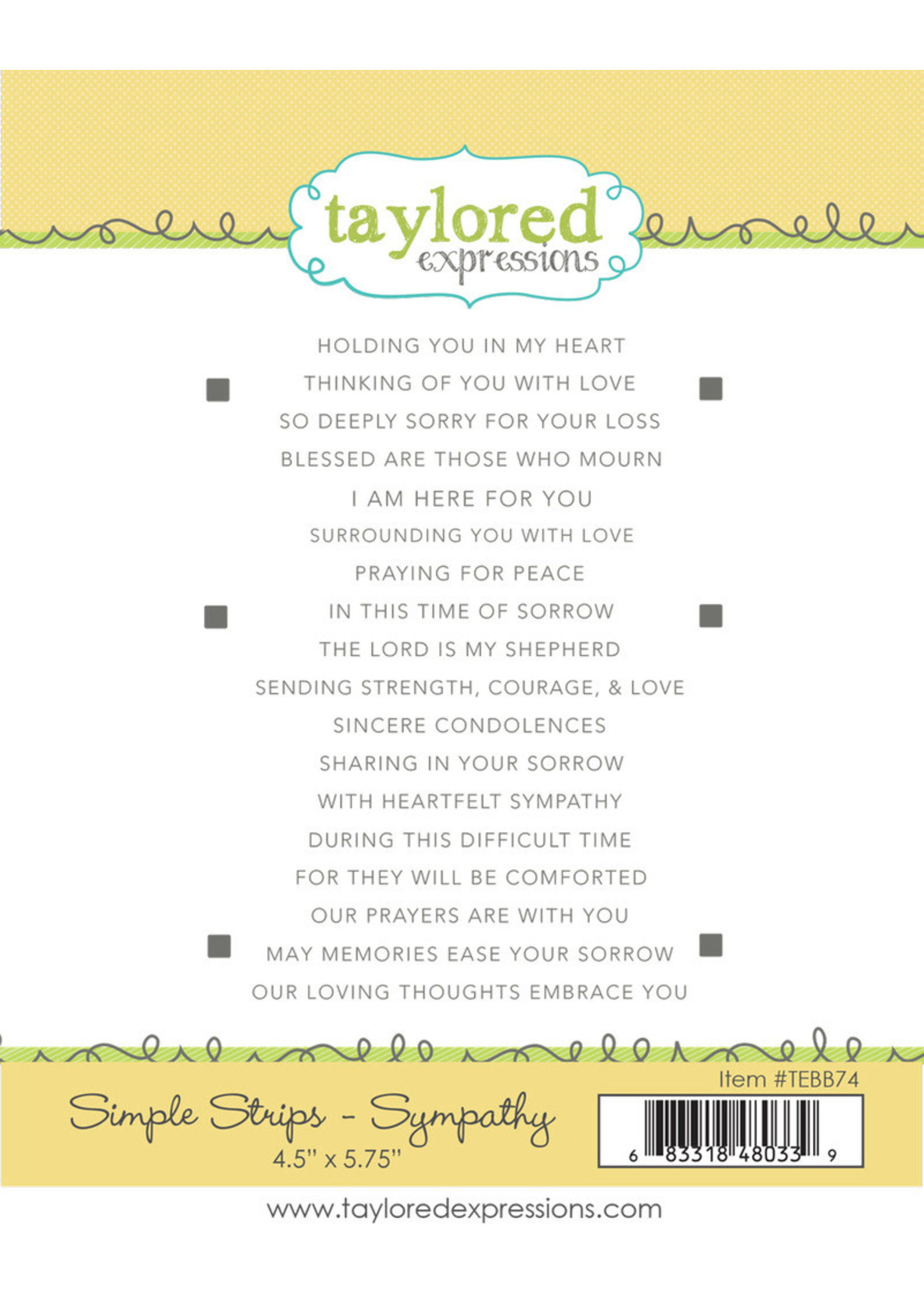 Taylored Expressions Taylored Expressions Cling Stamp, Simple Strips Sympathy