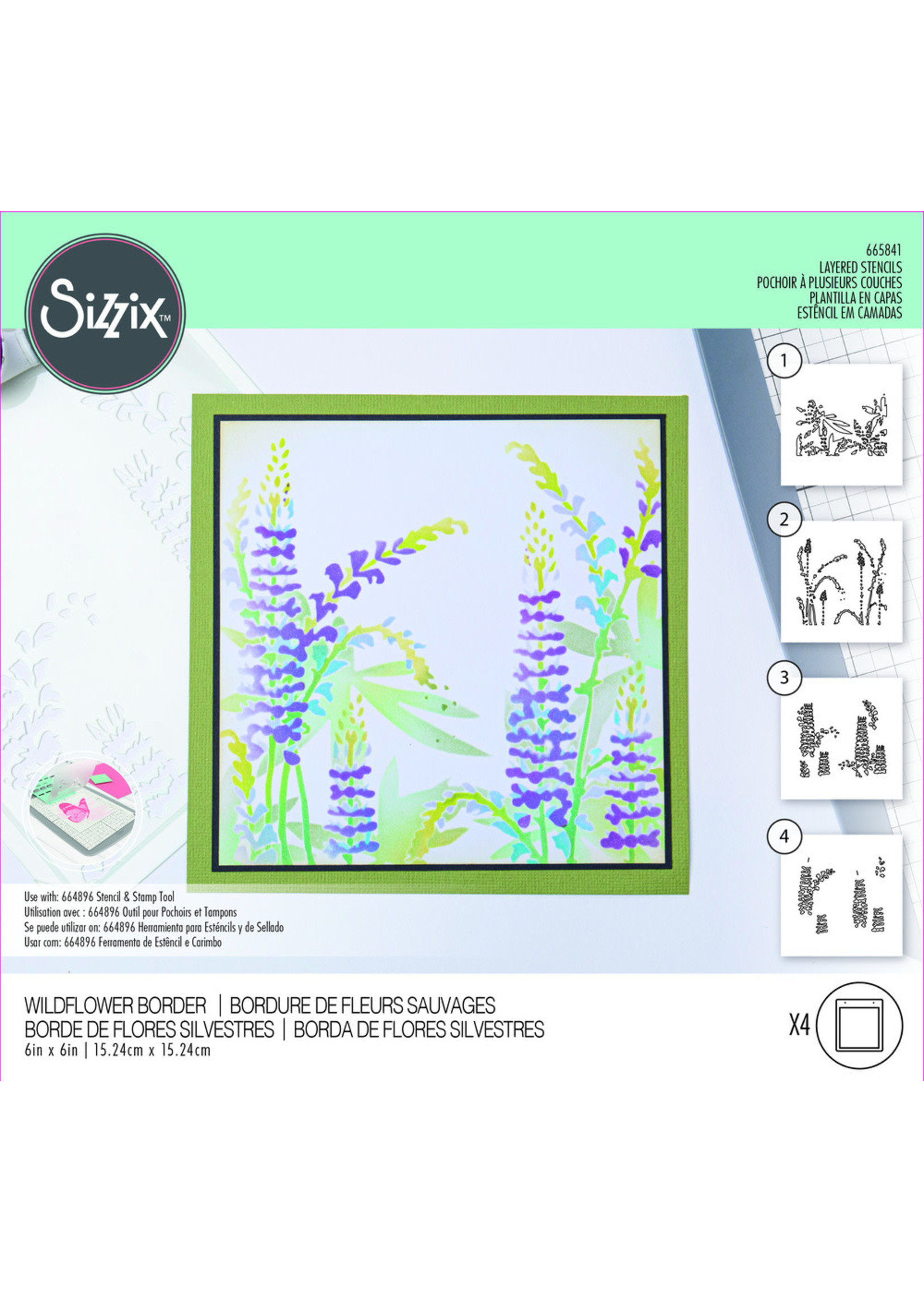 Sizzix Sizzix Layered Stencils, 665841 Layered Wildflowers