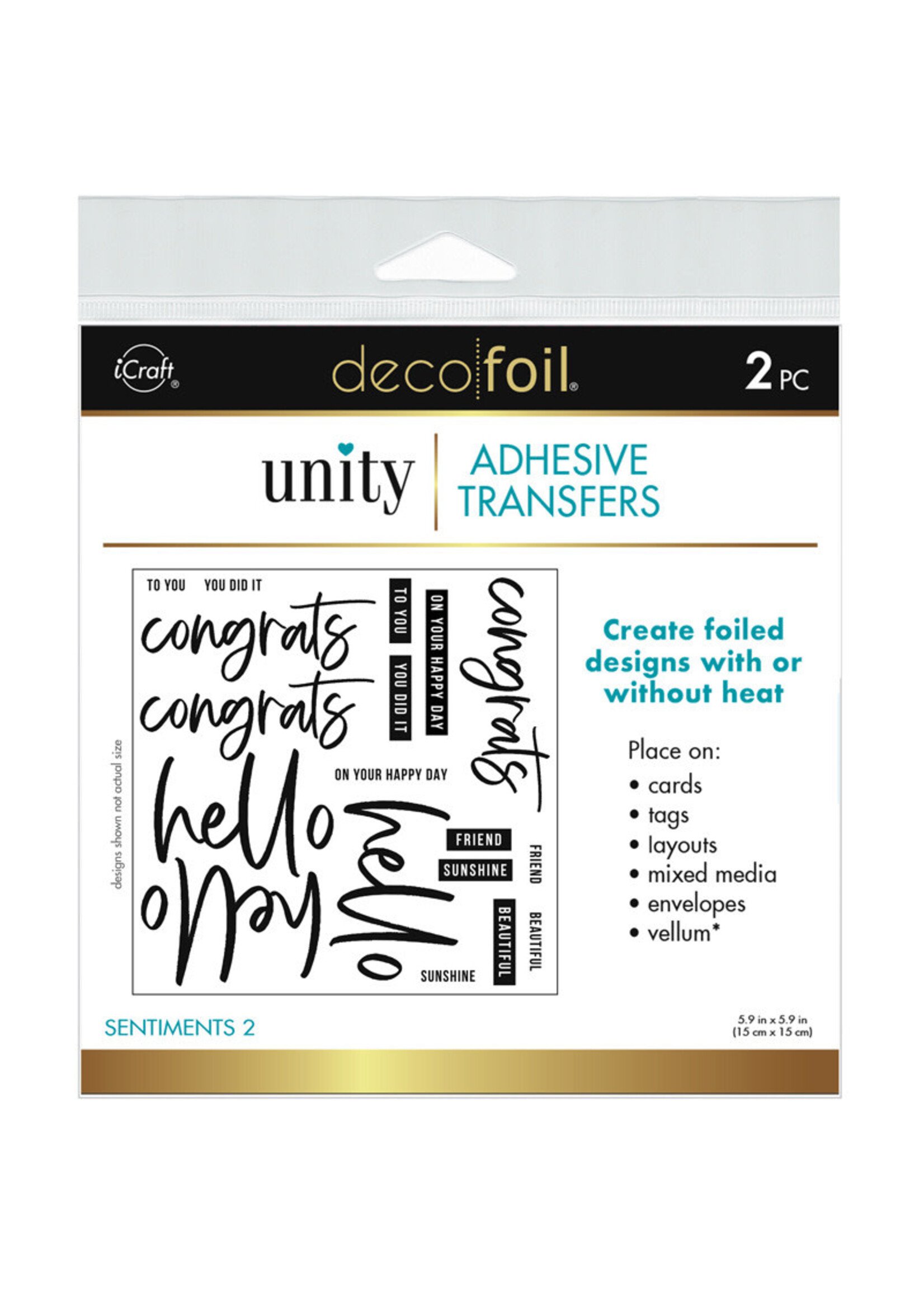 iCraft Deco Foil Adhesive Transfers, Sentiments 2