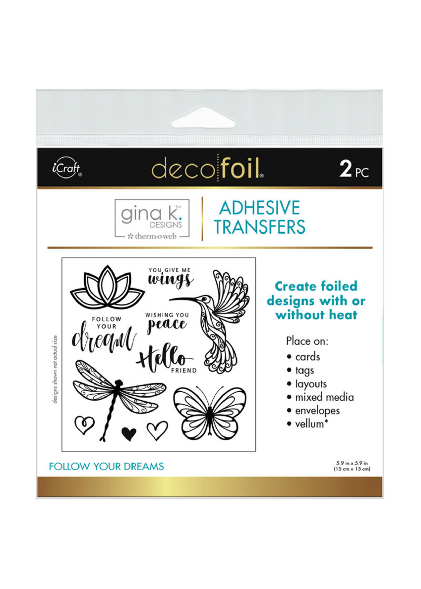 iCraft Deco Foil Adhesive Transfers, Follow Your Dreams