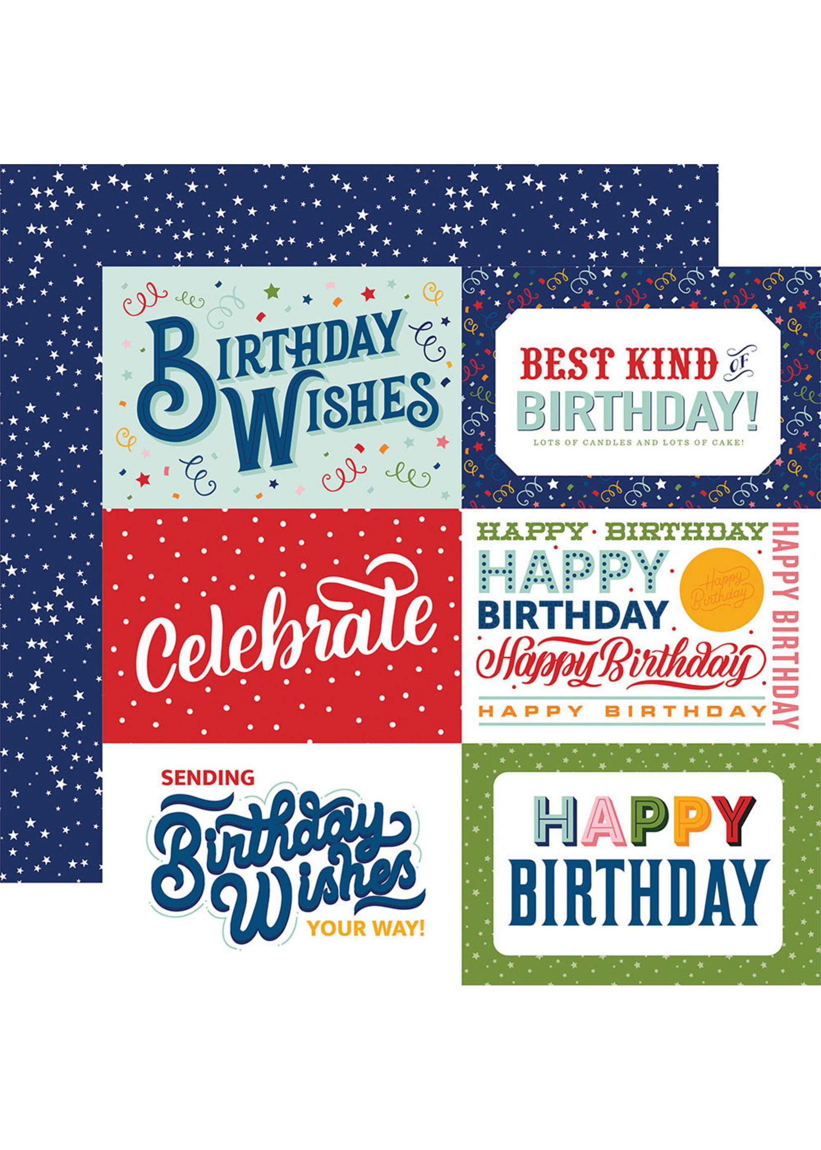 Echo Park Echo Park 12x12 Birthday Salutations, 6x4 Journaling Cards