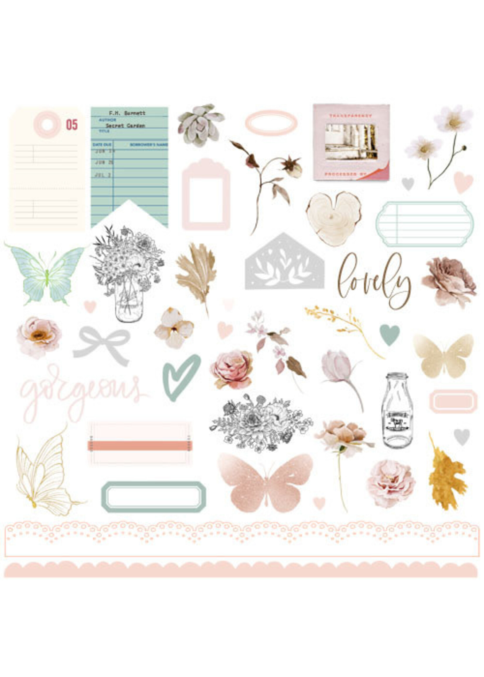 Fancy Pants Designs 12x12 Cardstock Stickers, Pink Meadows