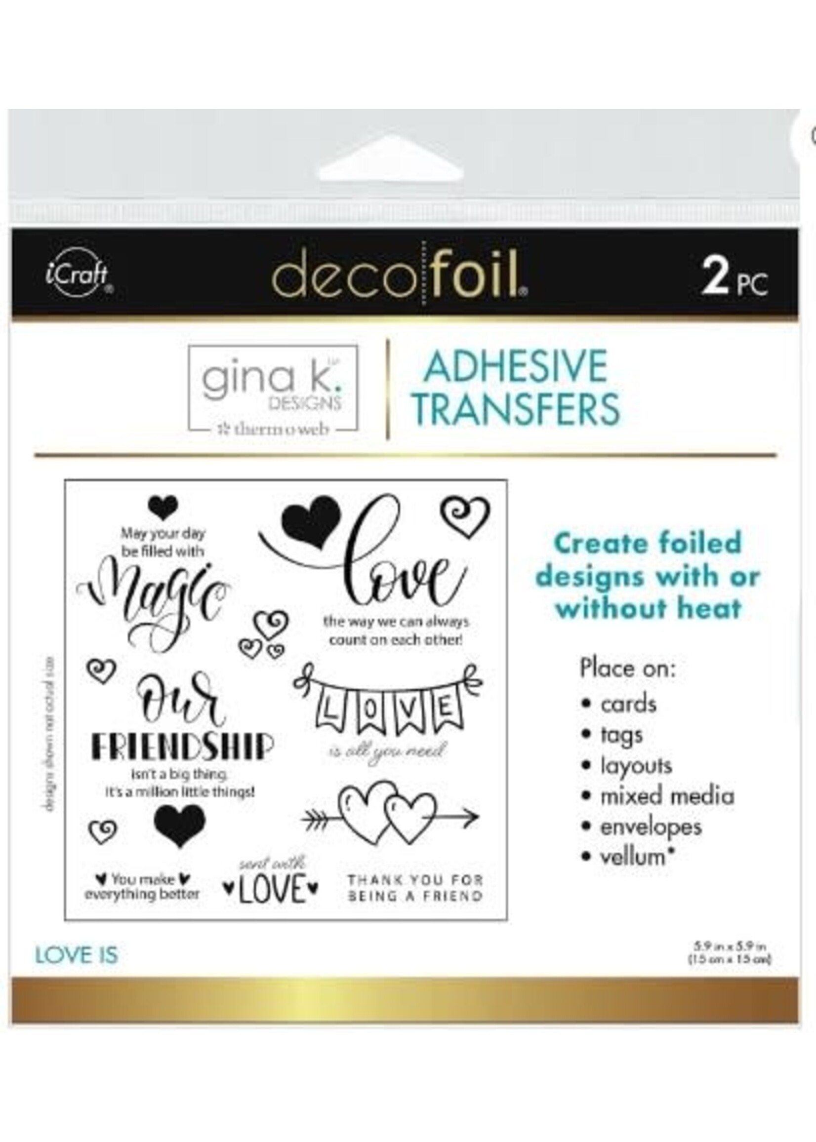 iCraft Deco Foil Adhesive Transfers, Love Is