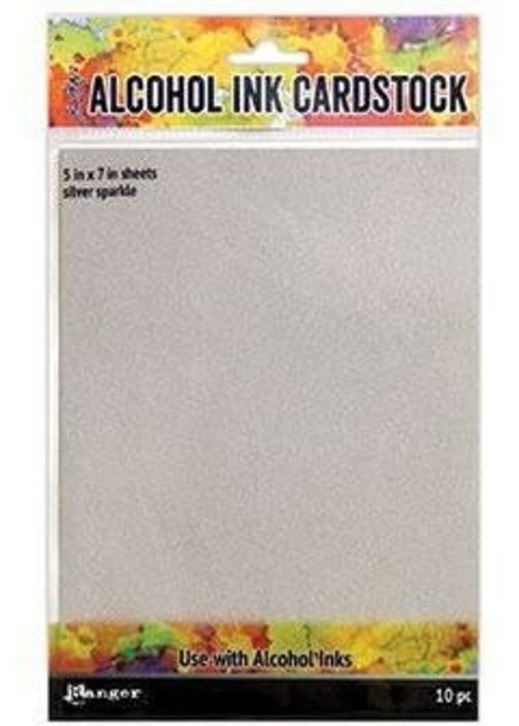 Ranger Tim Holtz Alcohol Ink Cardstock, Silver Sparkle