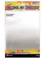 Ranger Tim Holtz Alcohol Ink Cardstock, 5"x7" Brushed Silver (10)