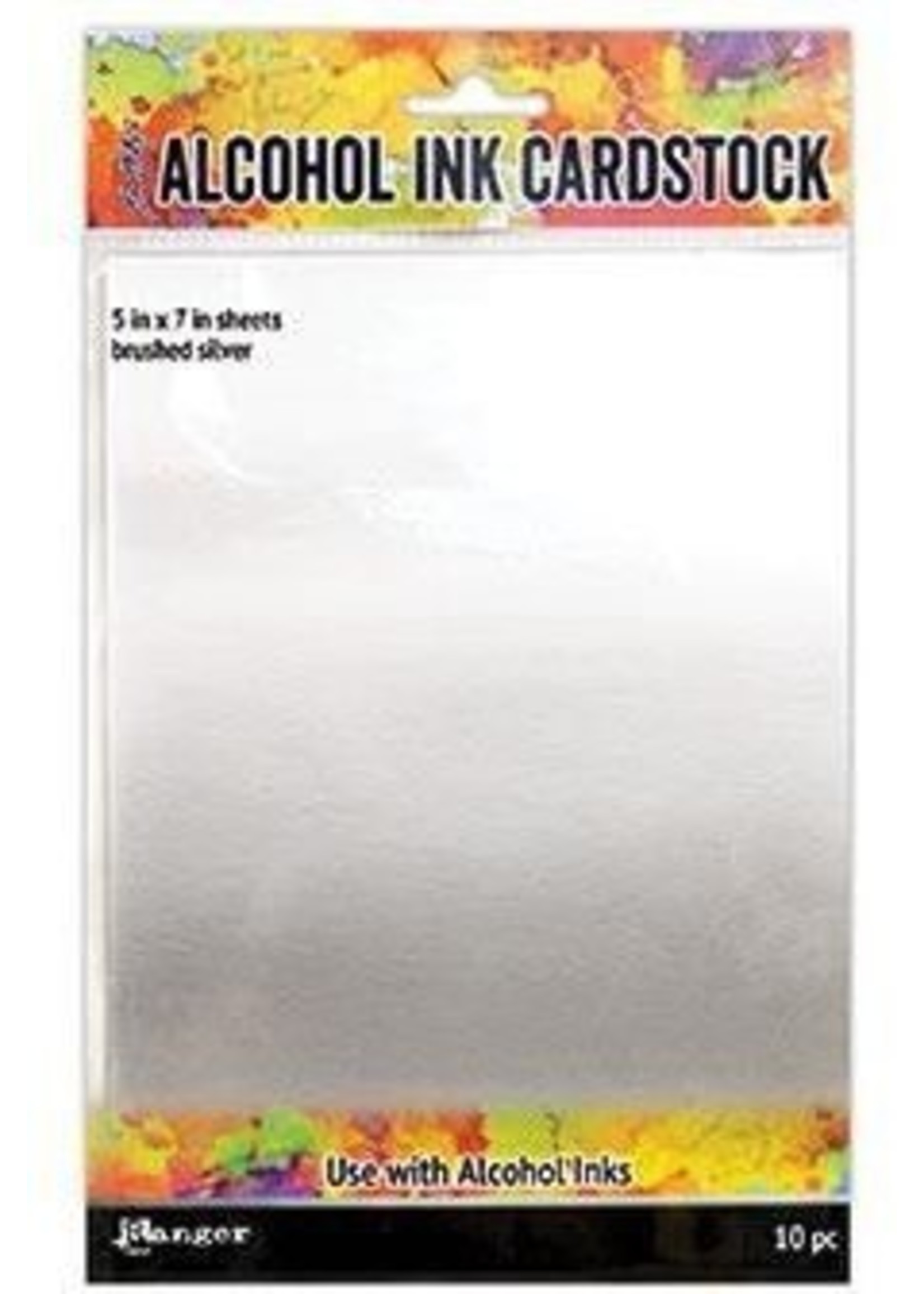 Ranger Tim Holtz Alcohol Ink Cardstock, 5"x7" Brushed Silver (10)