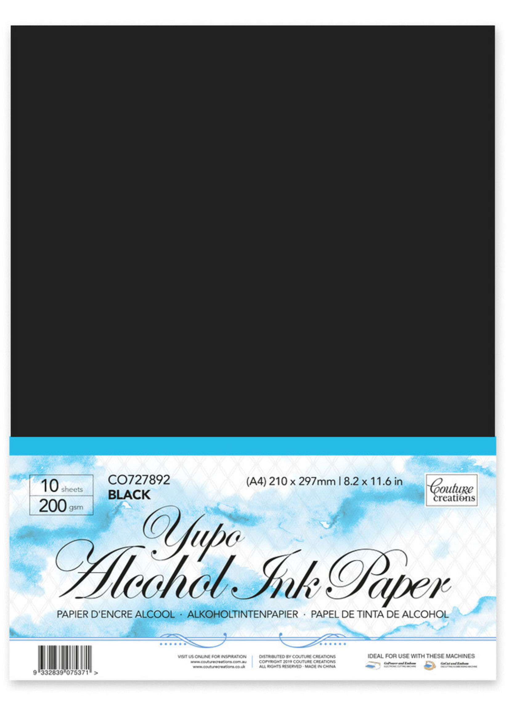 Couture Creations Couture Creations Alcohol Yupo Paper 8x11, Black