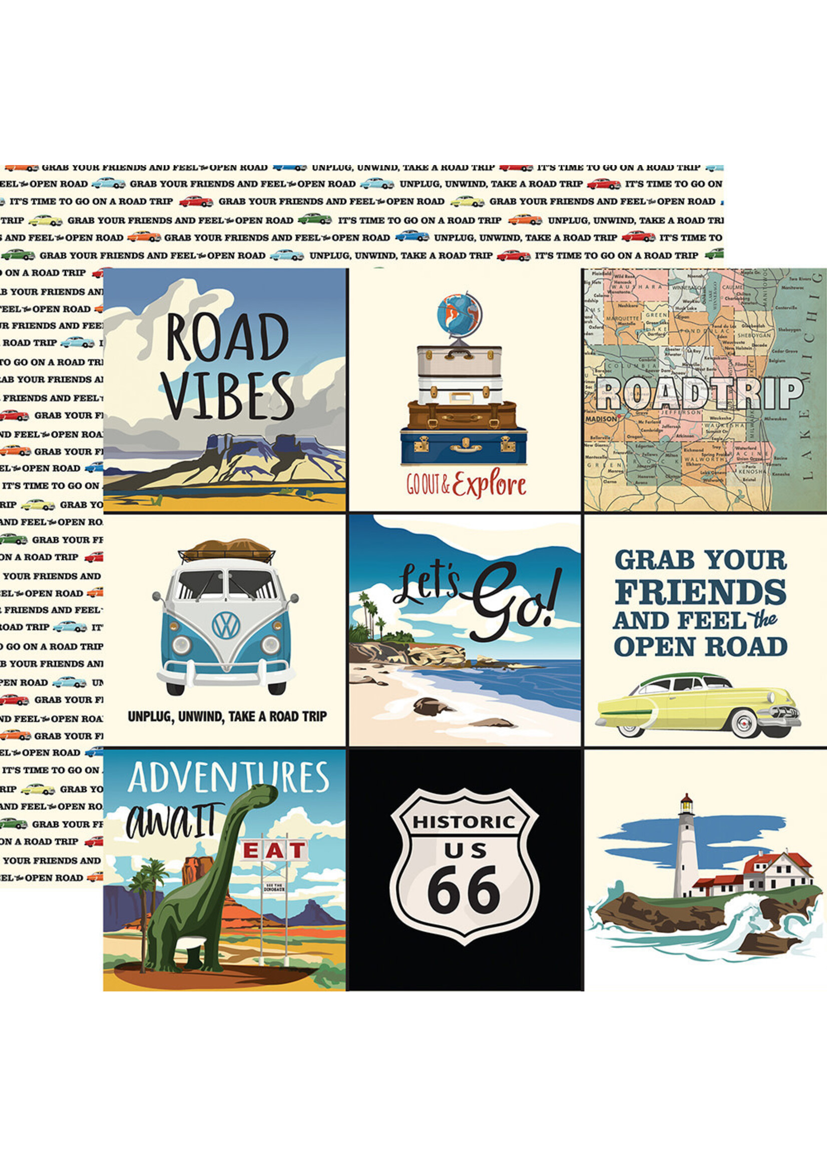 Carta Bella Carta Bella 12x12 Road Trip, 4x4 Journaling Cards