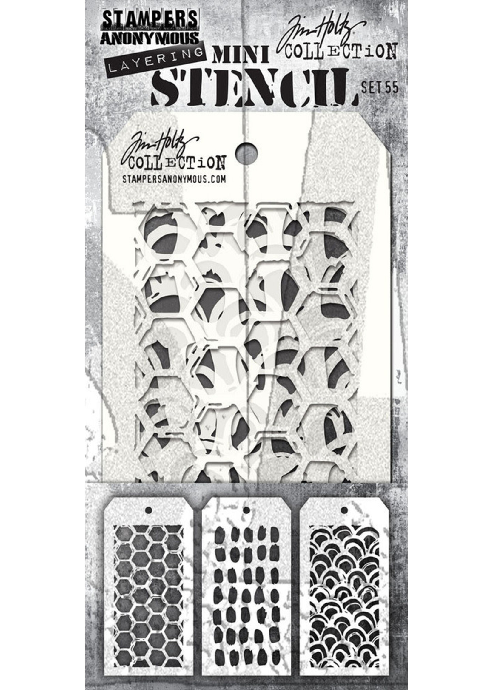 Stampers Anonymous Tim Holtz Mini Stencils, Set 55